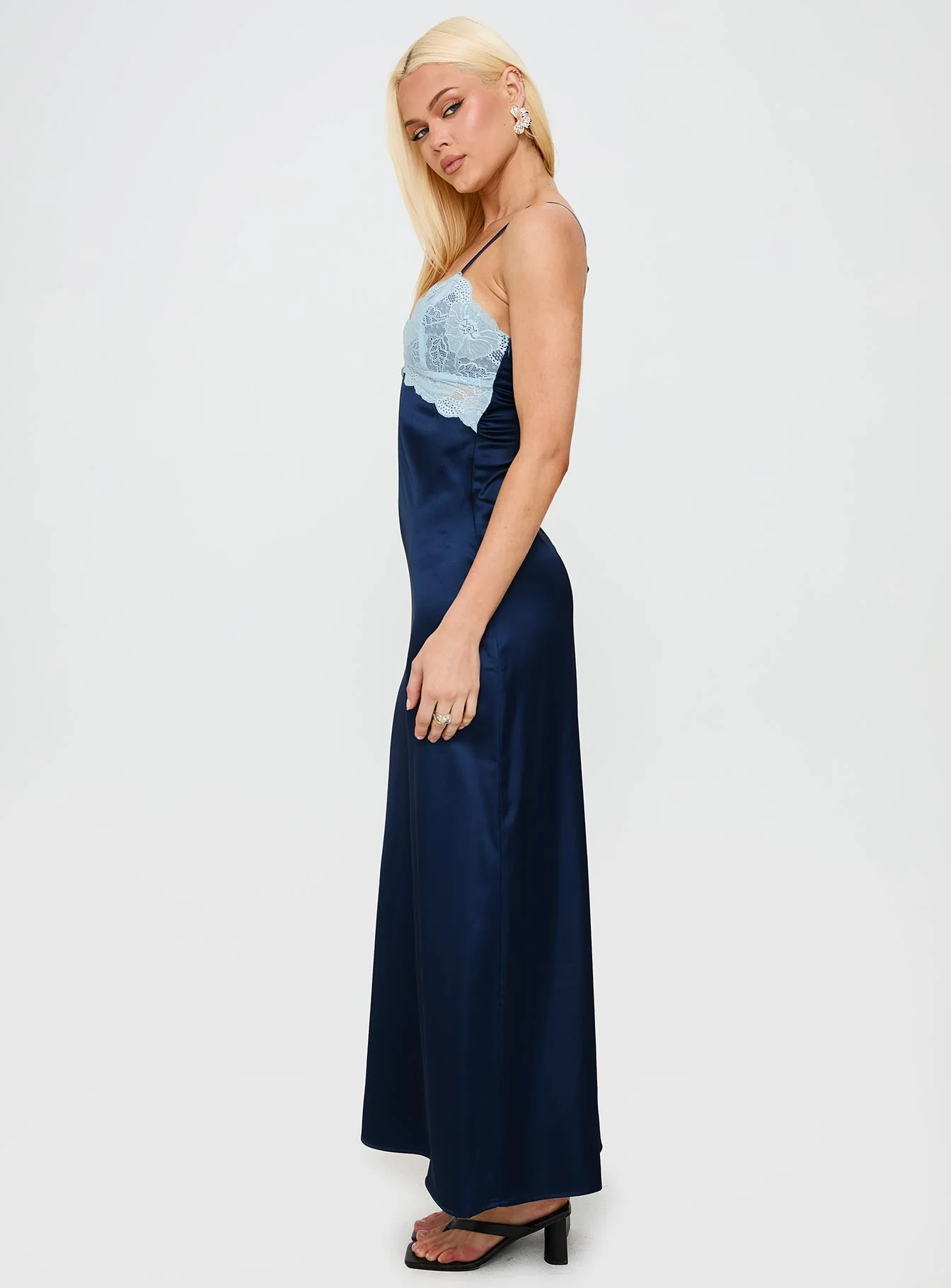 Better Than Words Lace Maxi Dress Navy - Image 3