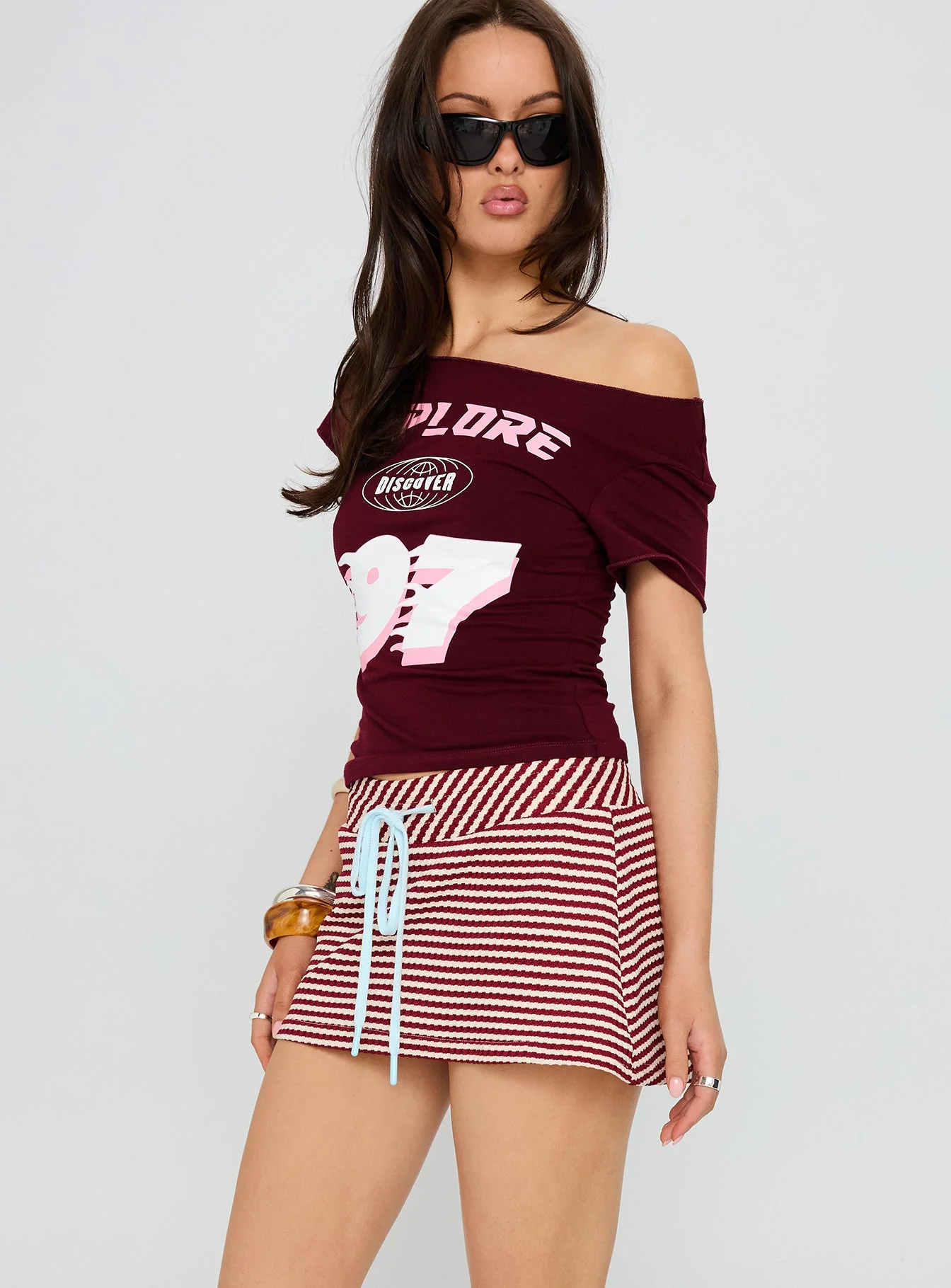 Bexi Textured Skort Red / White Stripe - Image 4