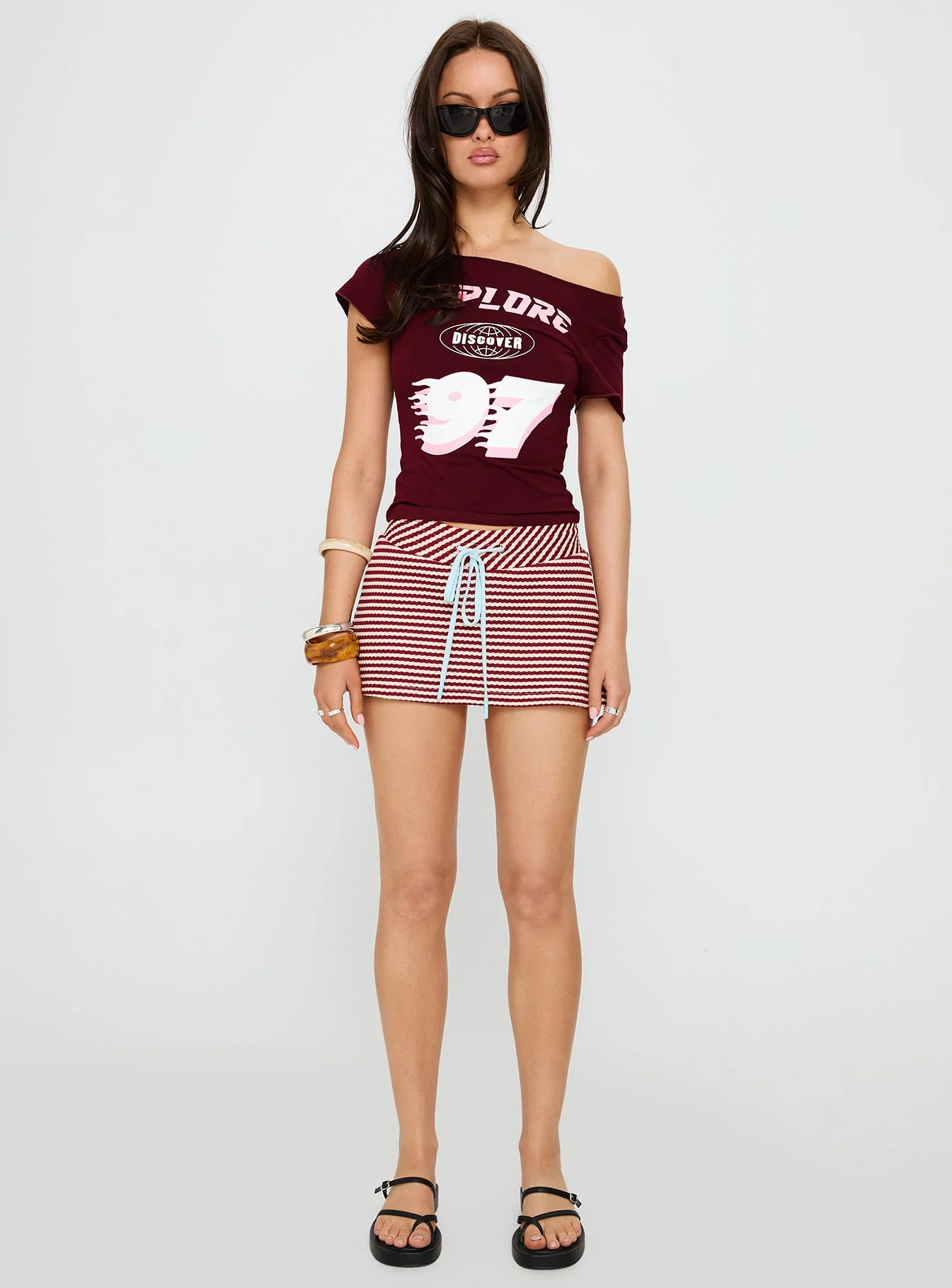 Bexi Textured Skort Red / White Stripe - Image 7