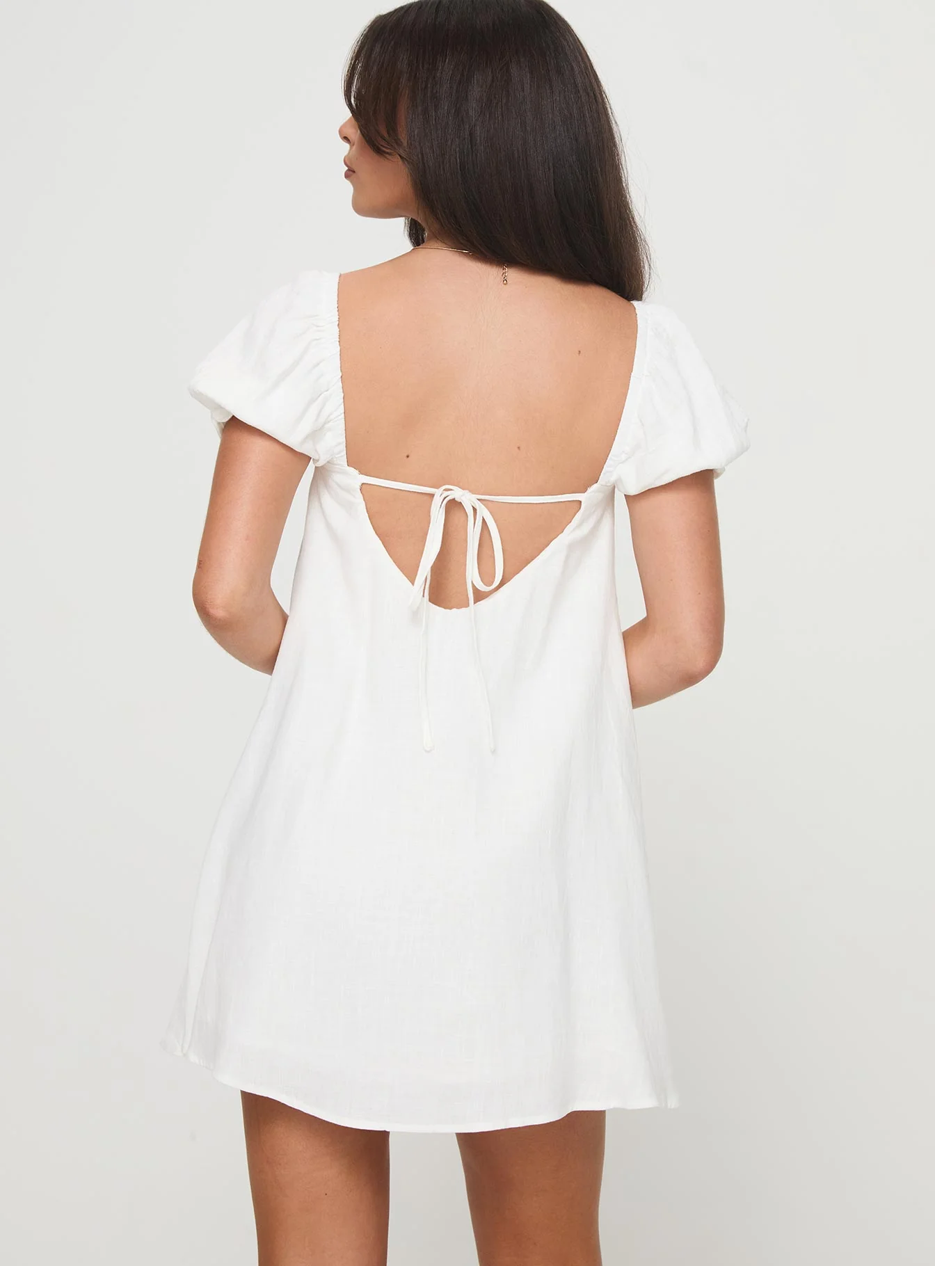 Beyond Linen Blend Mini Dress White - Image 5
