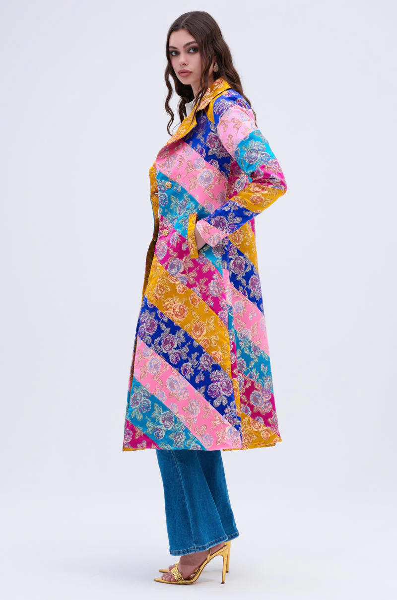 BIASED PATCHWORK BROCADE TRENCH - Image 3
