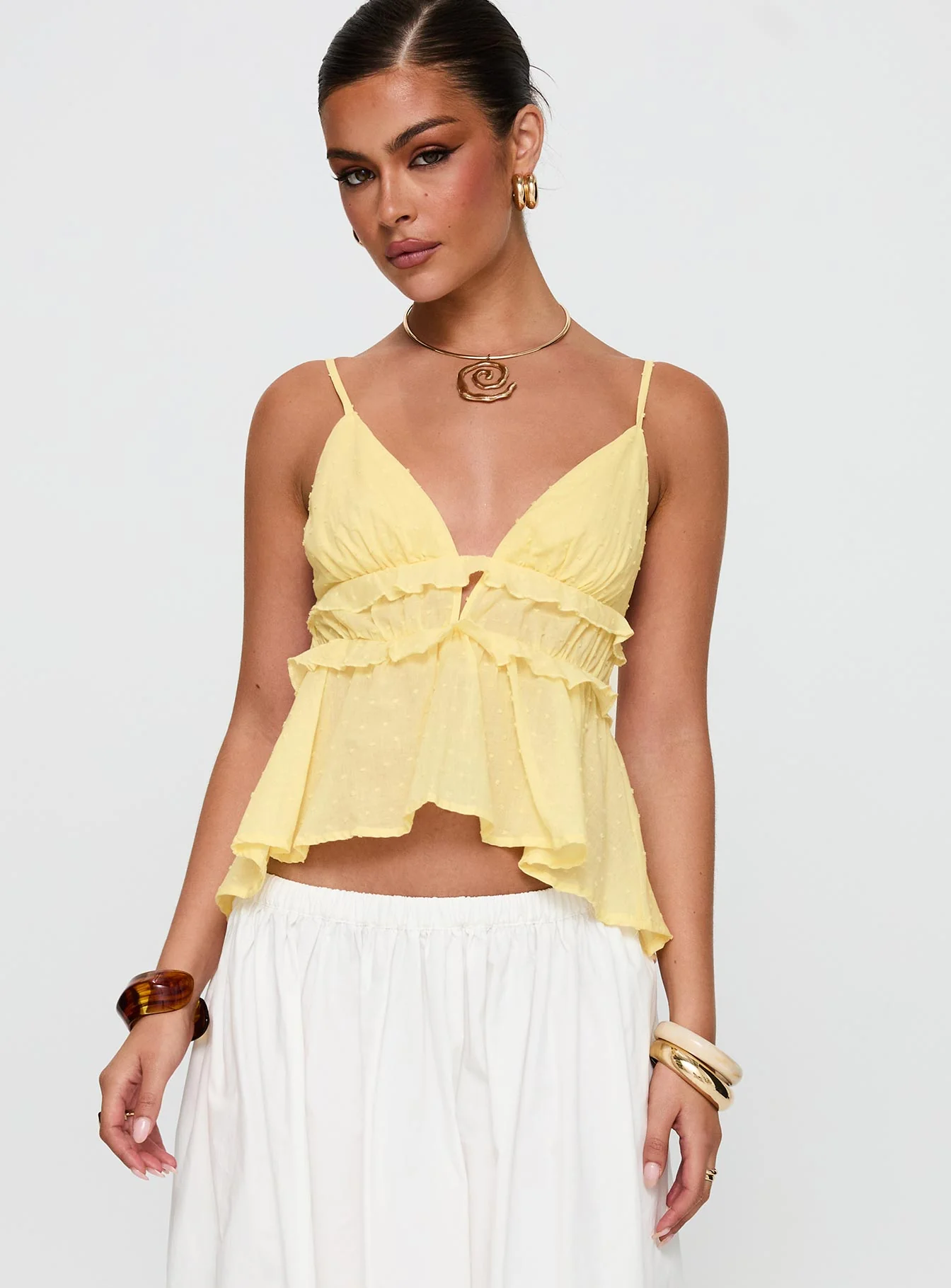 Blondelle Frill Detail Top Yellow - Image 2