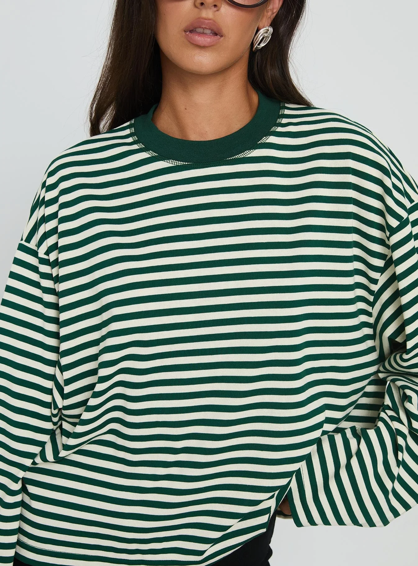 Bloom Long Sleeve Top Moss Stripe - Image 6