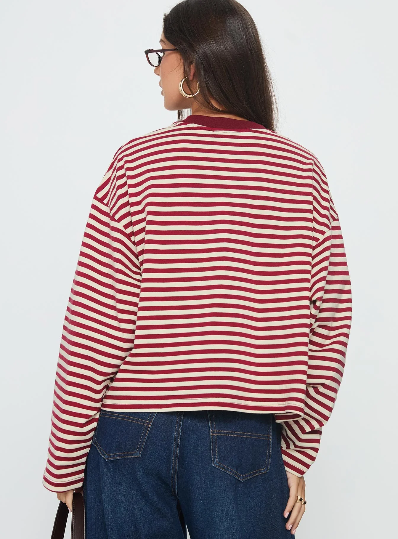 Bloom Long Sleeve Top Wine Stripe - Image 5