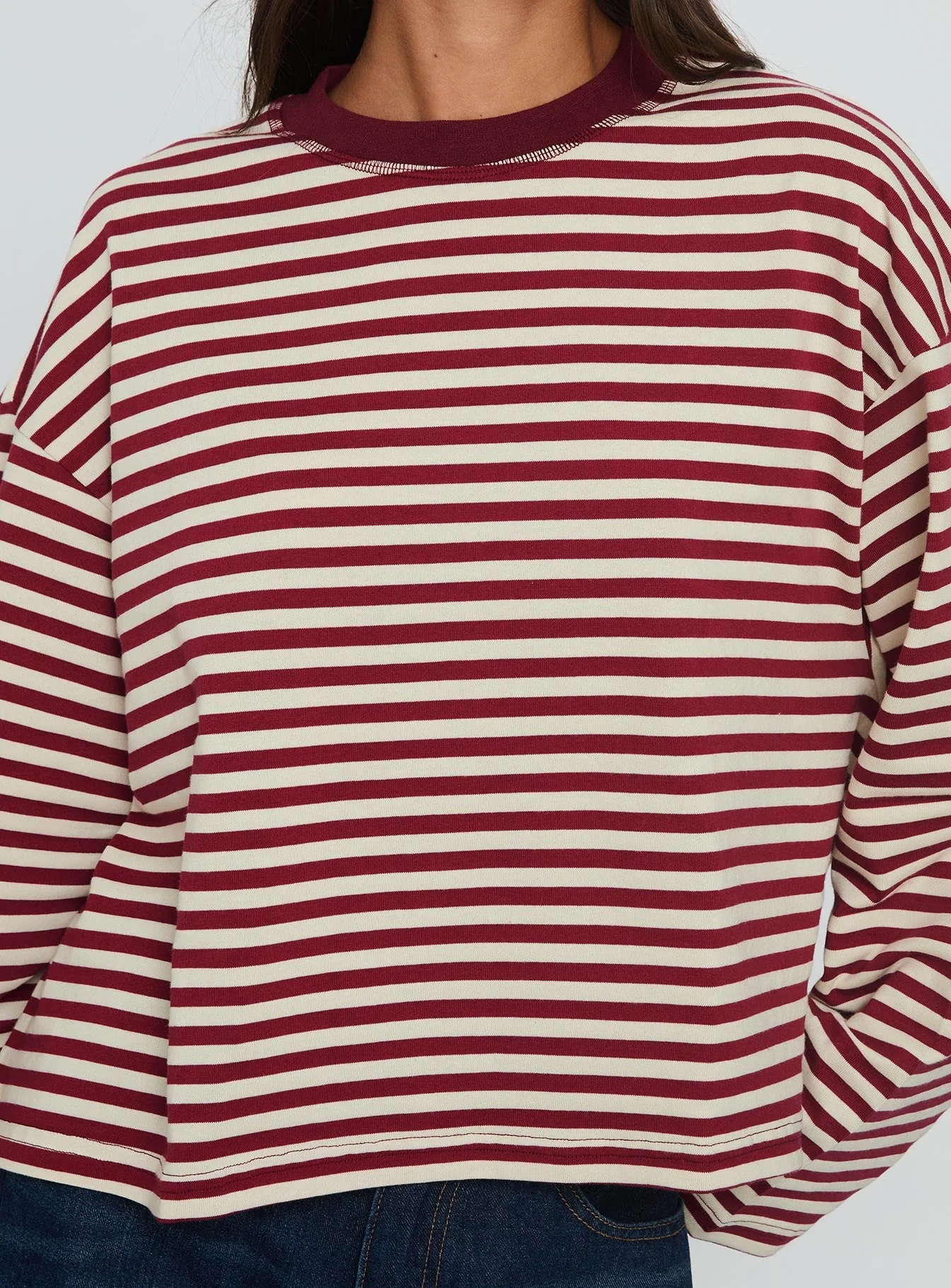Bloom Long Sleeve Top Wine Stripe - Image 6