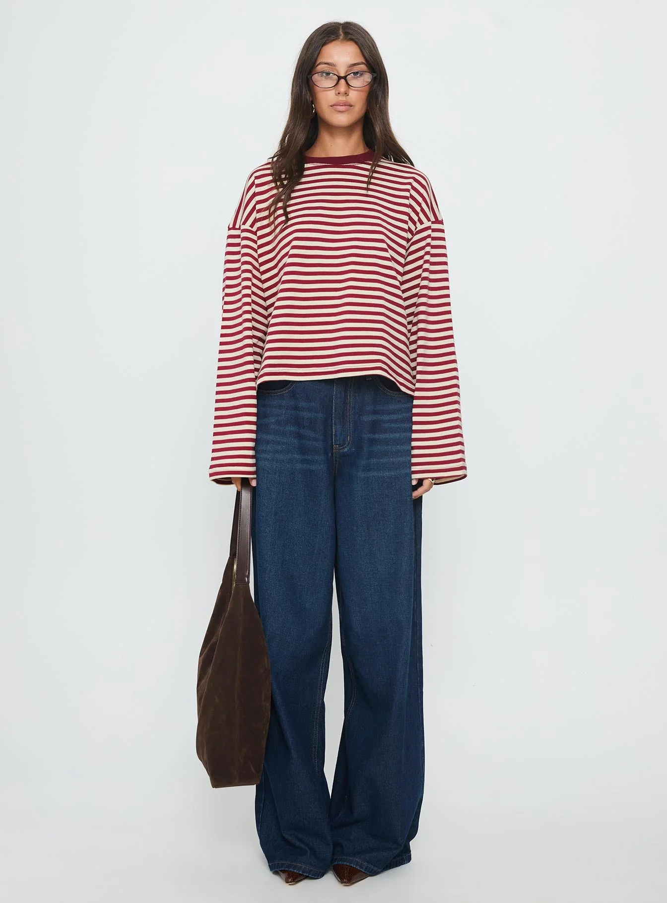 Bloom Long Sleeve Top Wine Stripe - Image 7
