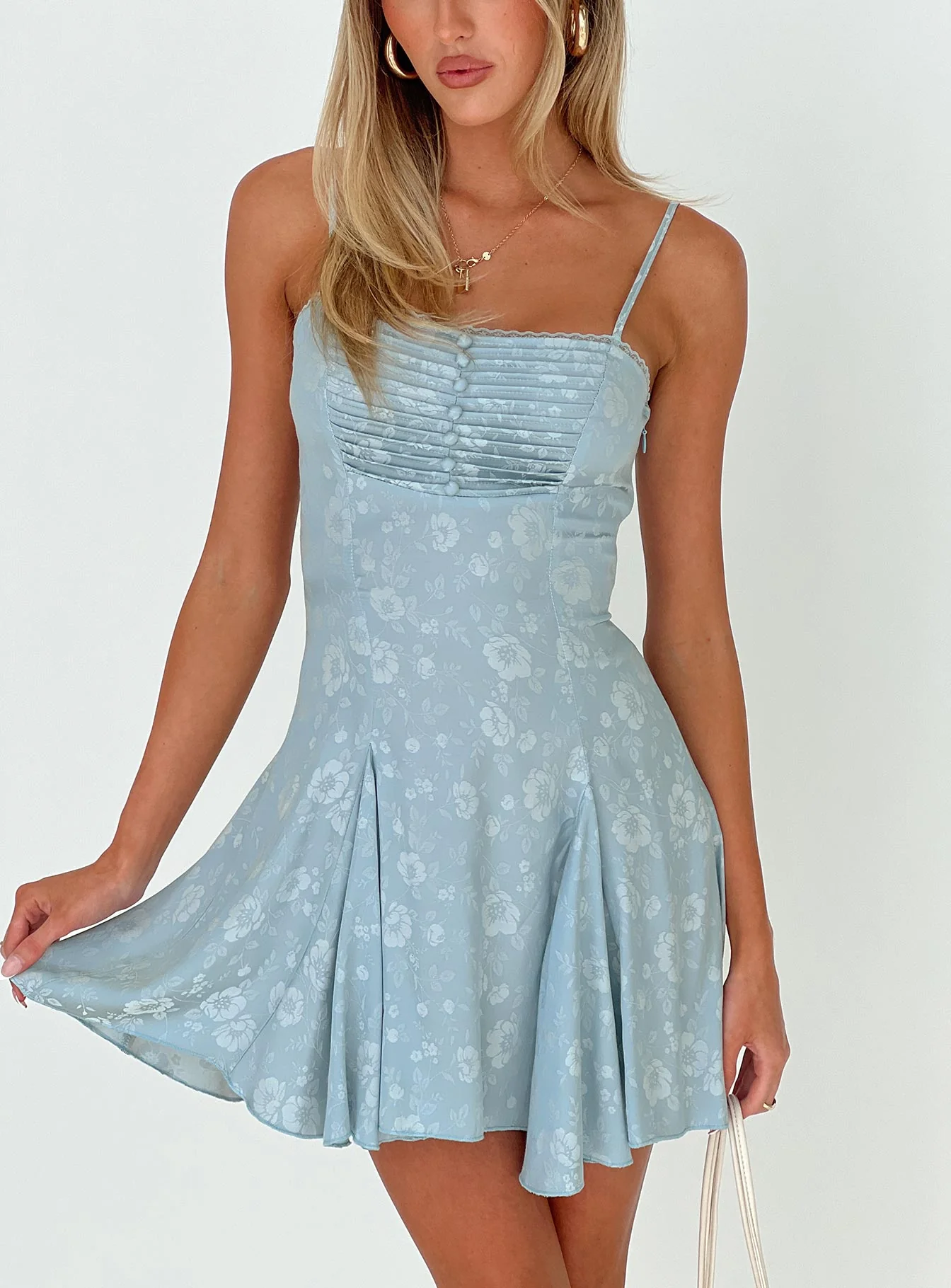 Bluebird Jacquard Mini Dress Blue - Image 8