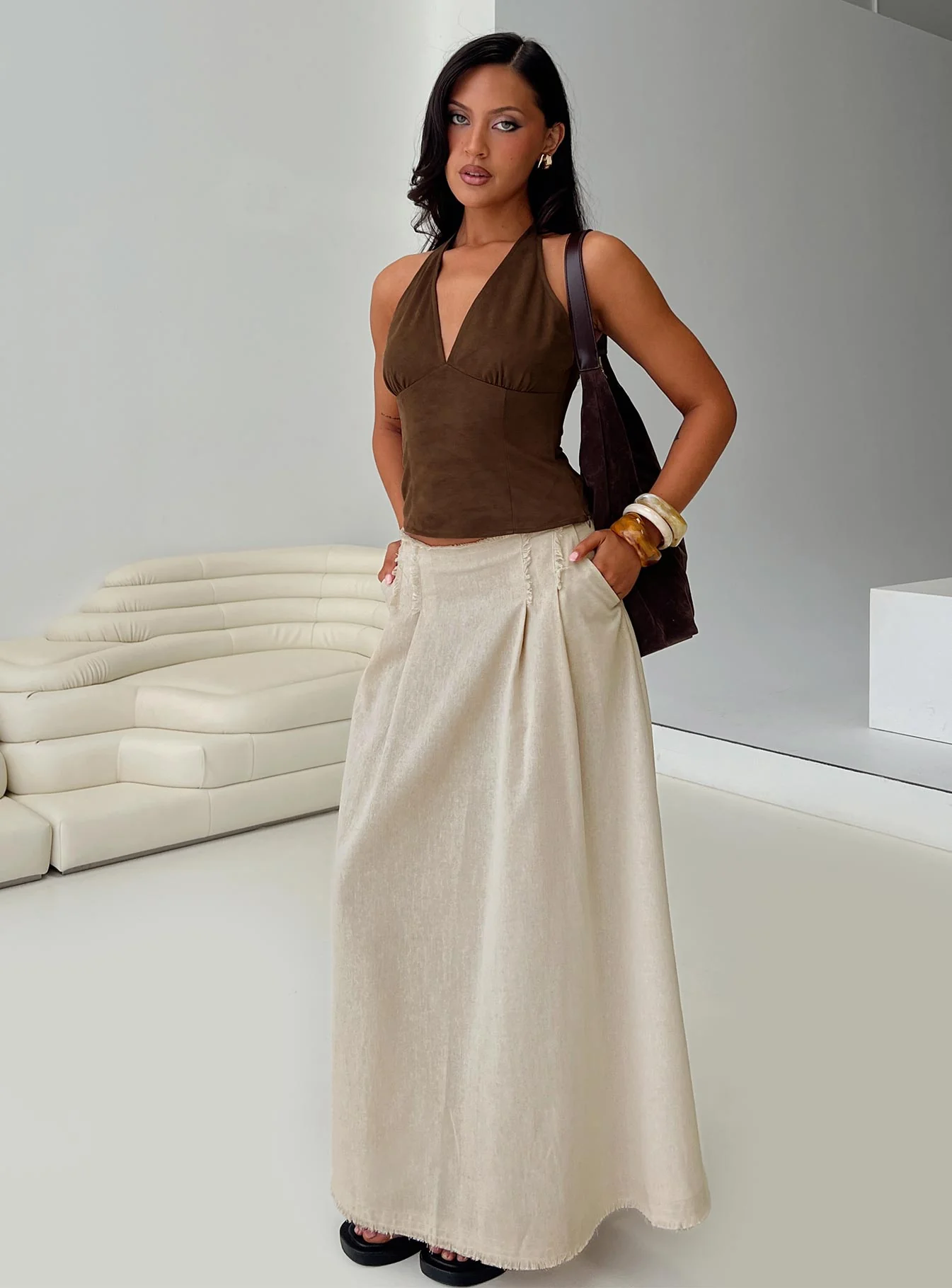 Bohemian Spirit Maxi Skirt Beige - Image 8