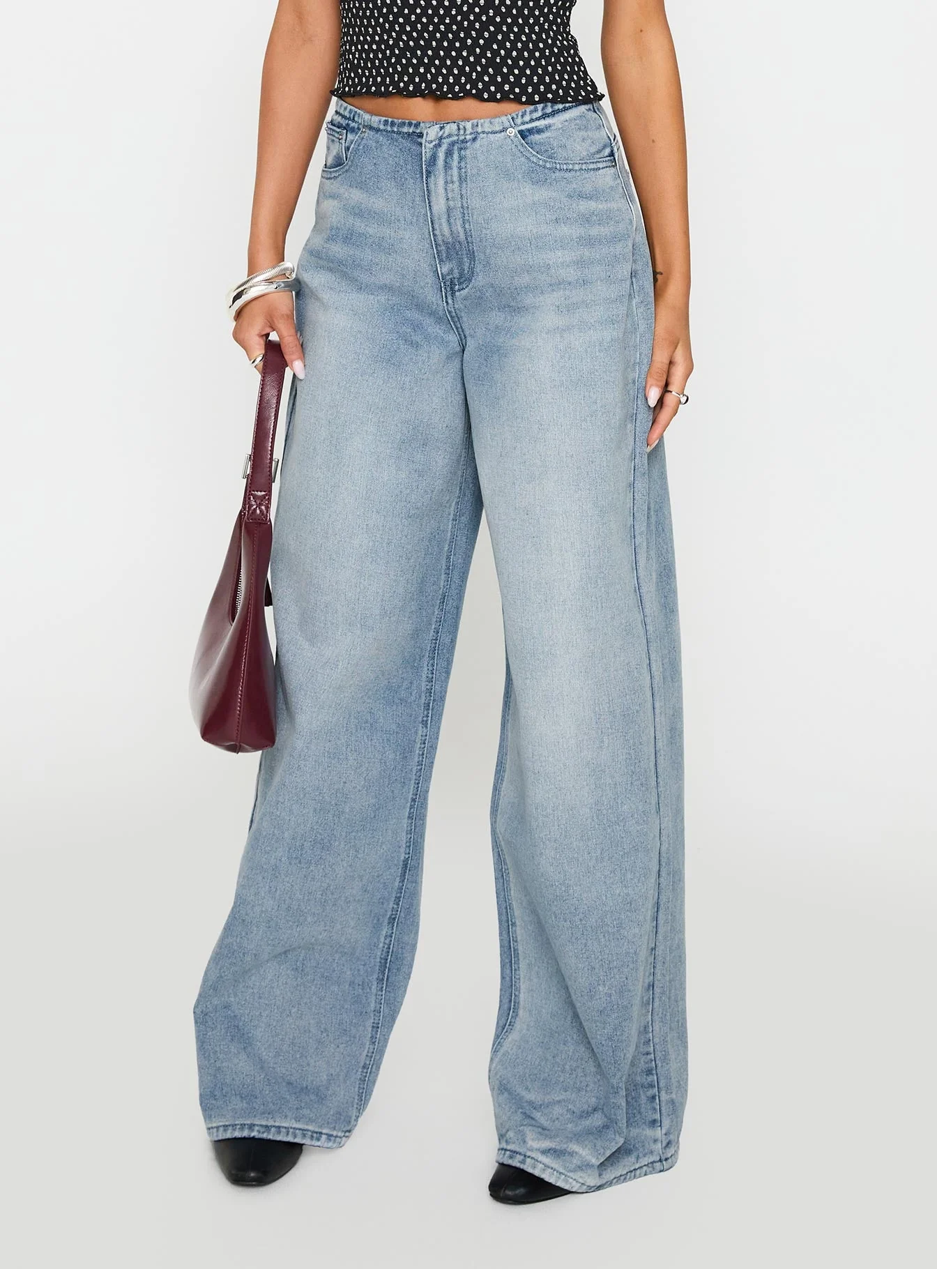 Bowe Low Rise Wide Leg Jeans Blue - Image 2