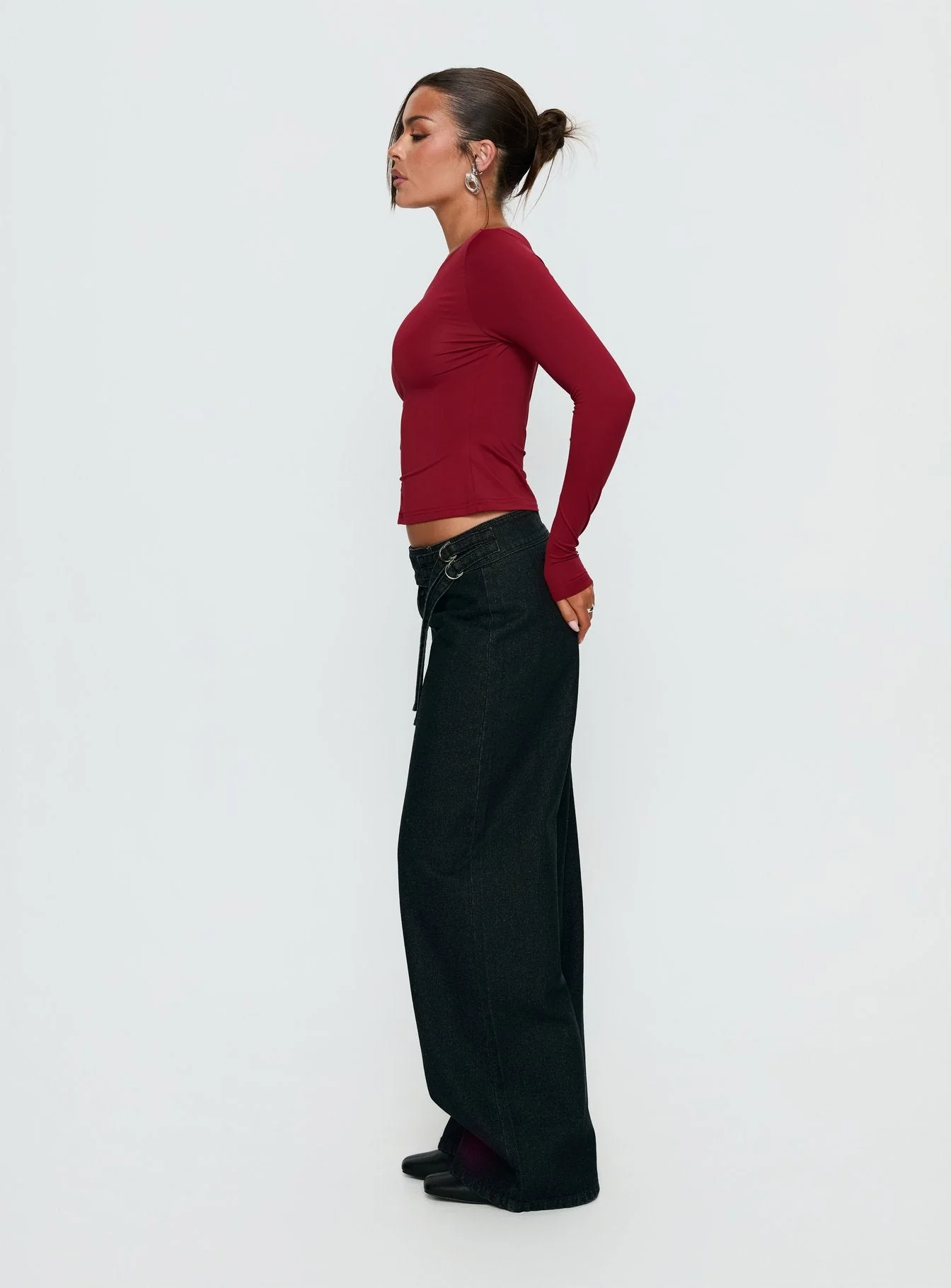Boxie Mid Rise Wide Leg Jeans Washed Black - Image 4