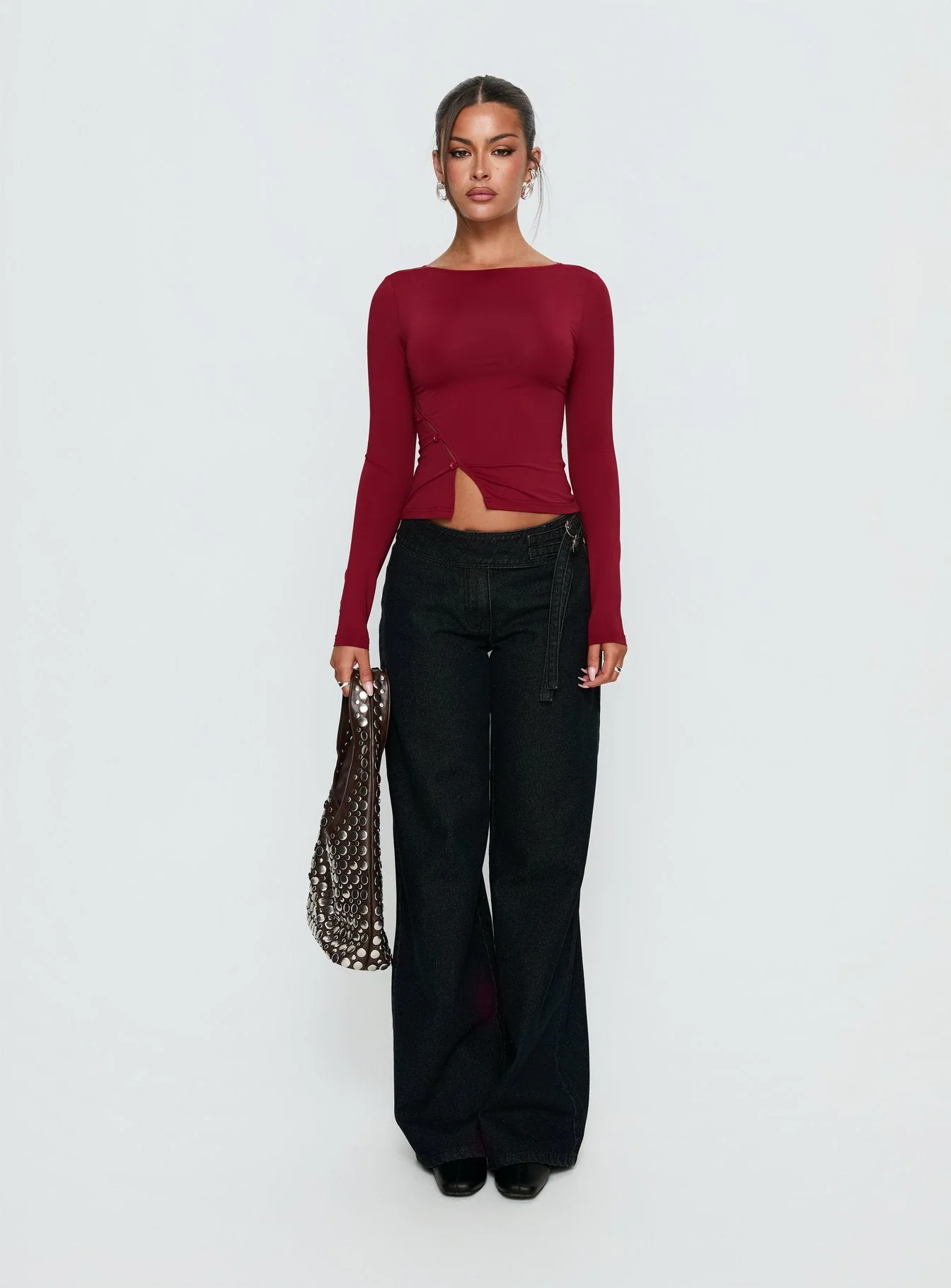 Boxie Mid Rise Wide Leg Jeans Washed Black - Image 7