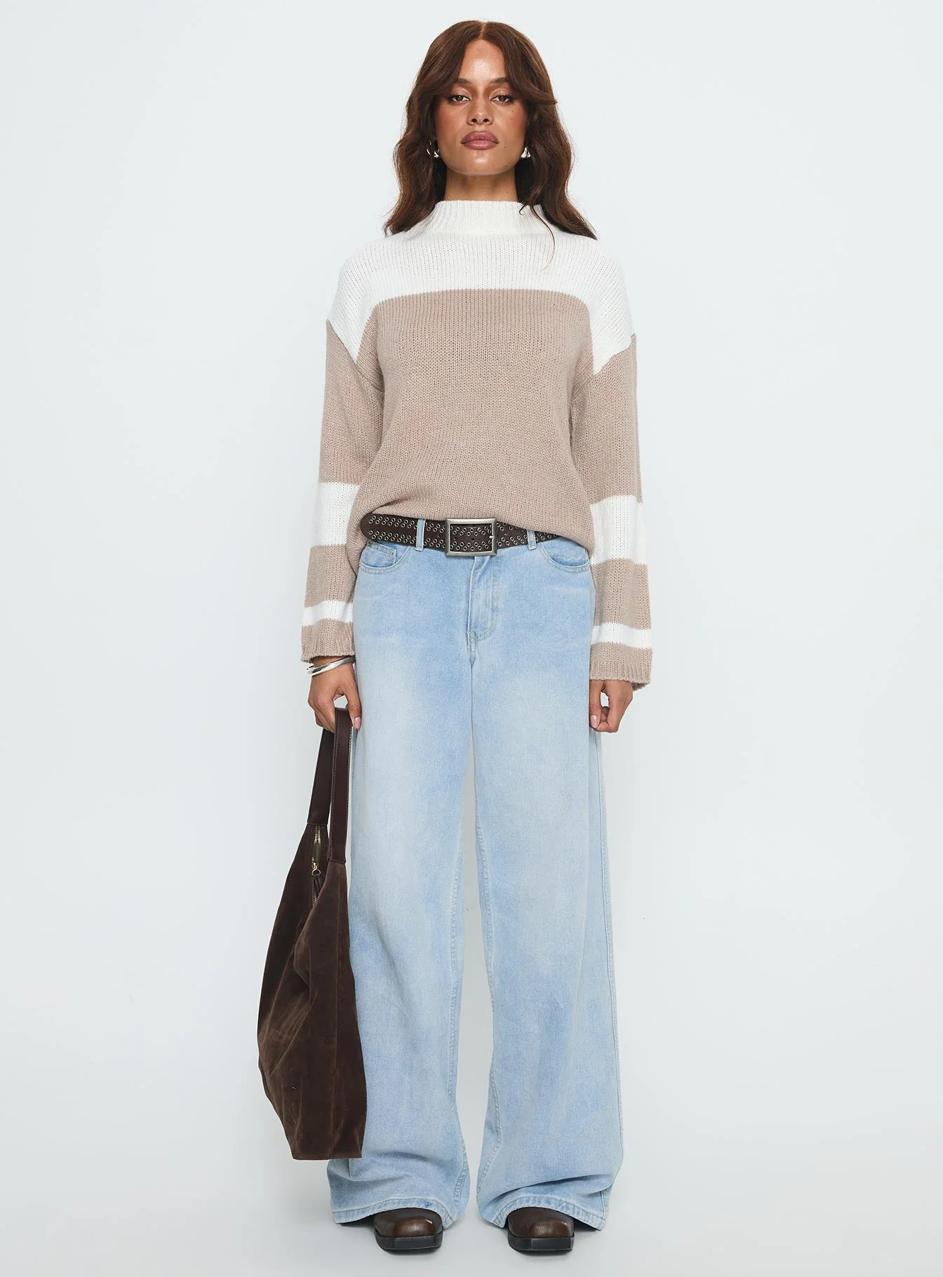Brandalyn Contrast Mock Neck Knit Sweater Multi - Image 6