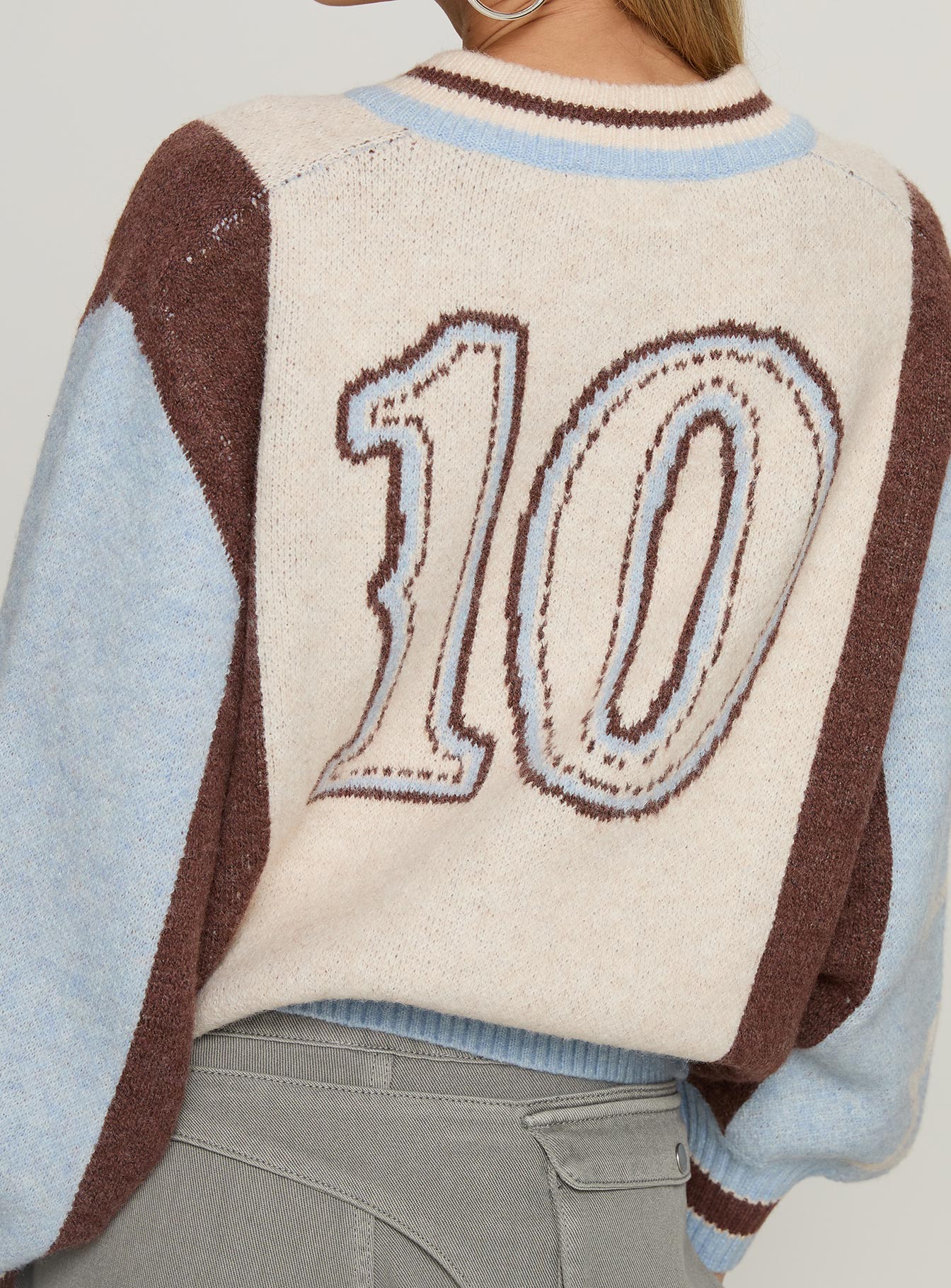 Brandyce Graphic Knit Jacket Blue / Chocolate - Image 7