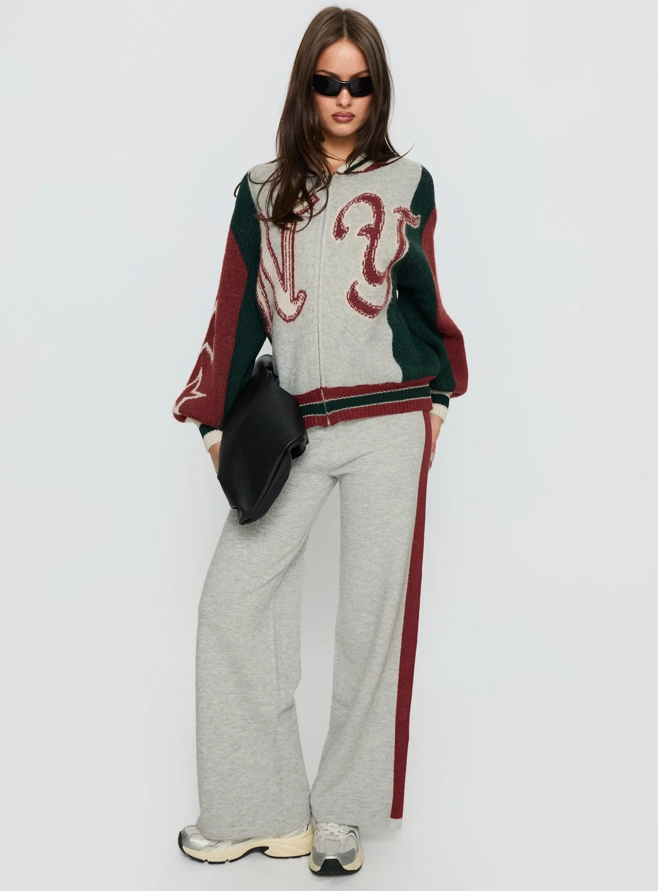 Brandyce Graphic Knit Jacket Grey / Red - Image 2