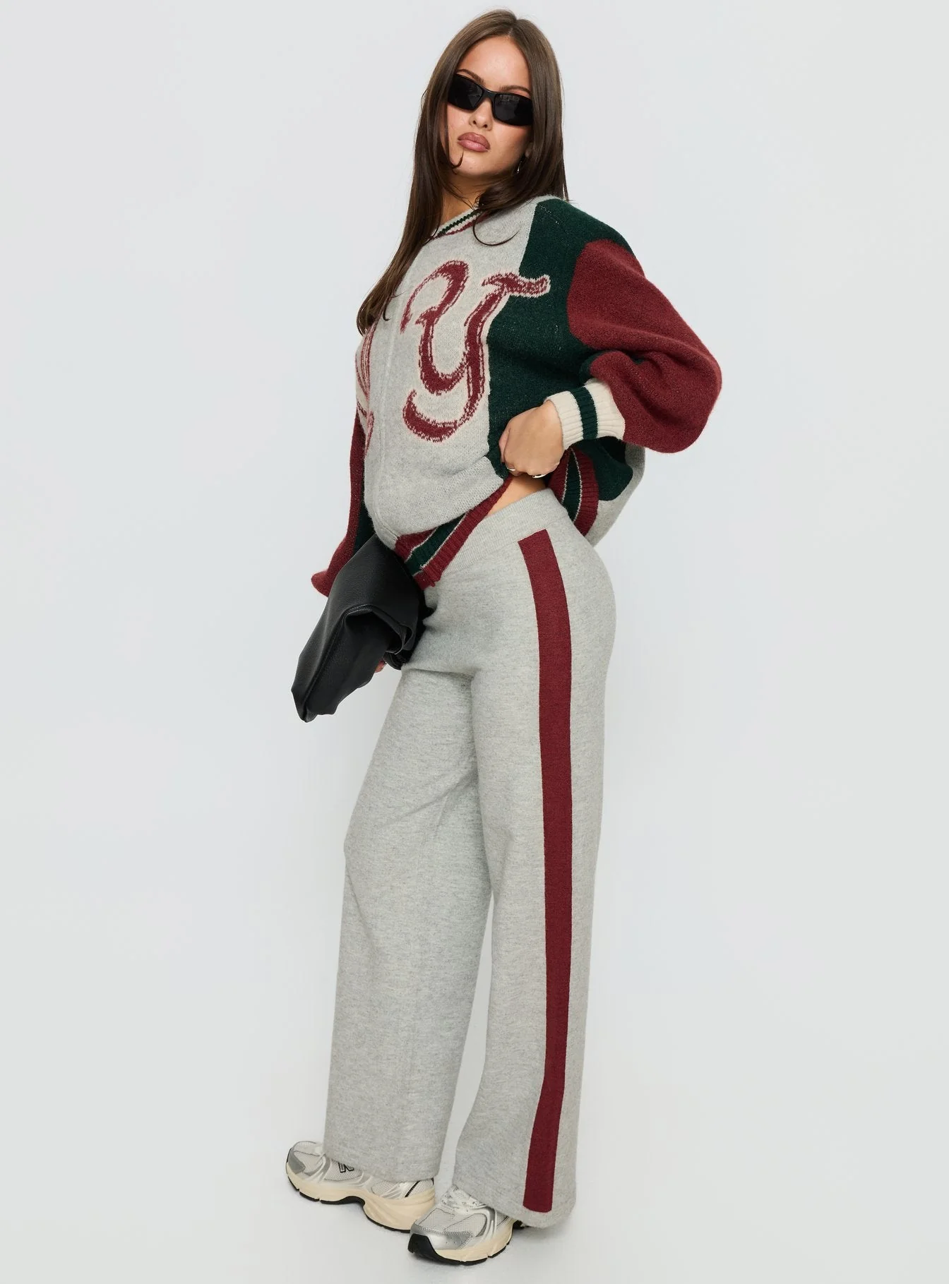Brandyce Graphic Knit Jacket Grey / Red - Image 3
