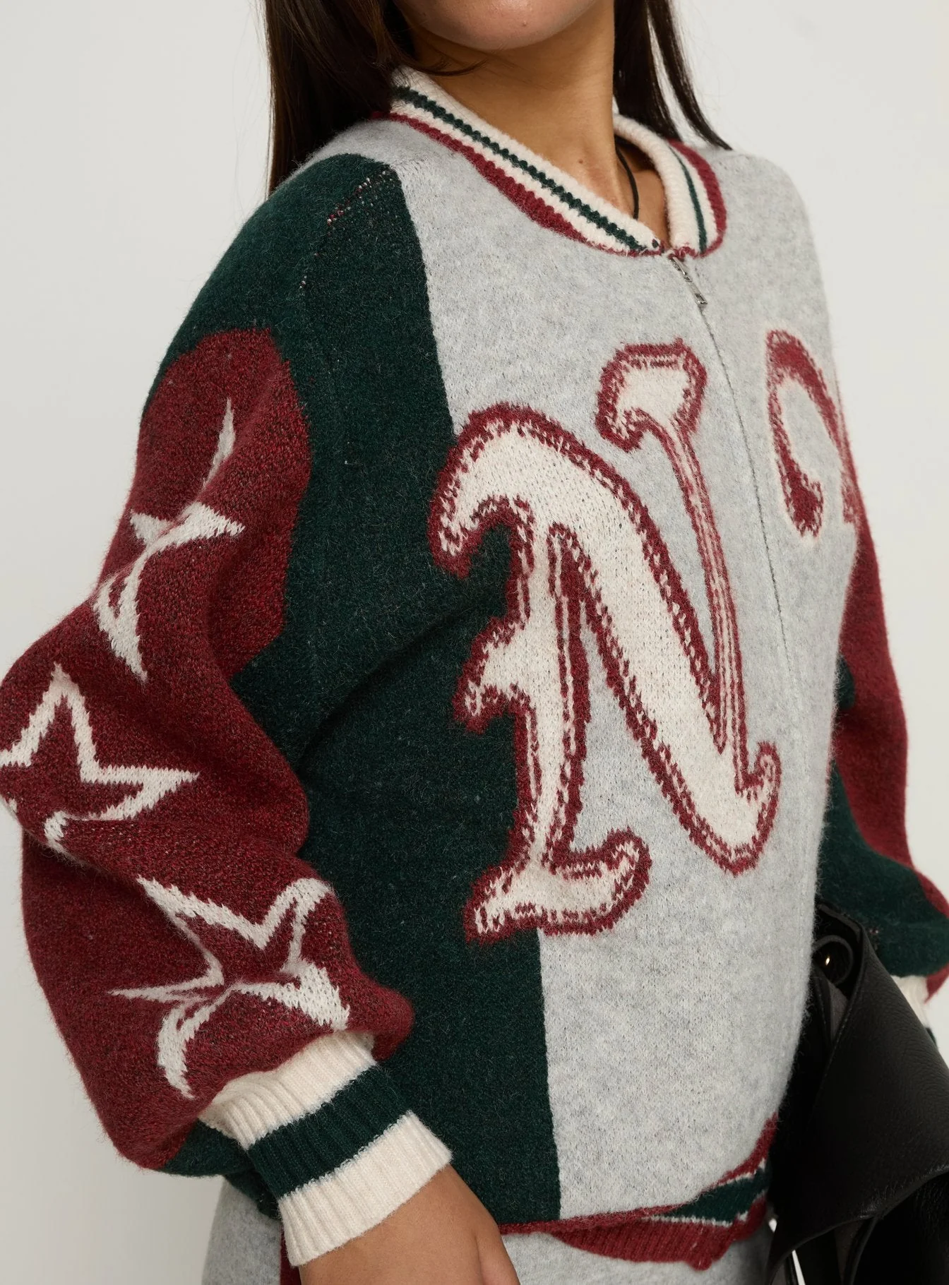 Brandyce Graphic Knit Jacket Grey / Red - Image 5