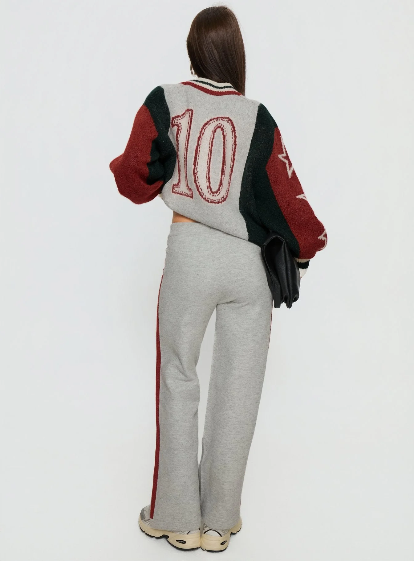Brandyce Straight Leg Knit Pants Grey / Red - Image 4