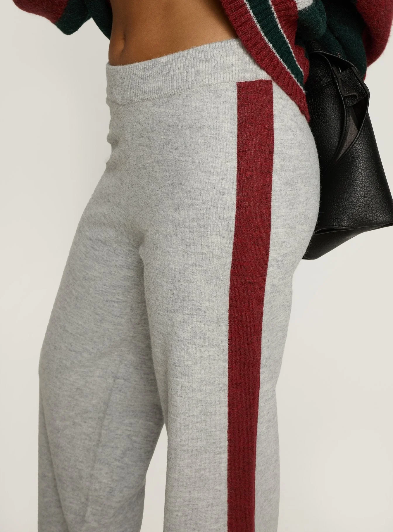 Brandyce Straight Leg Knit Pants Grey / Red - Image 5