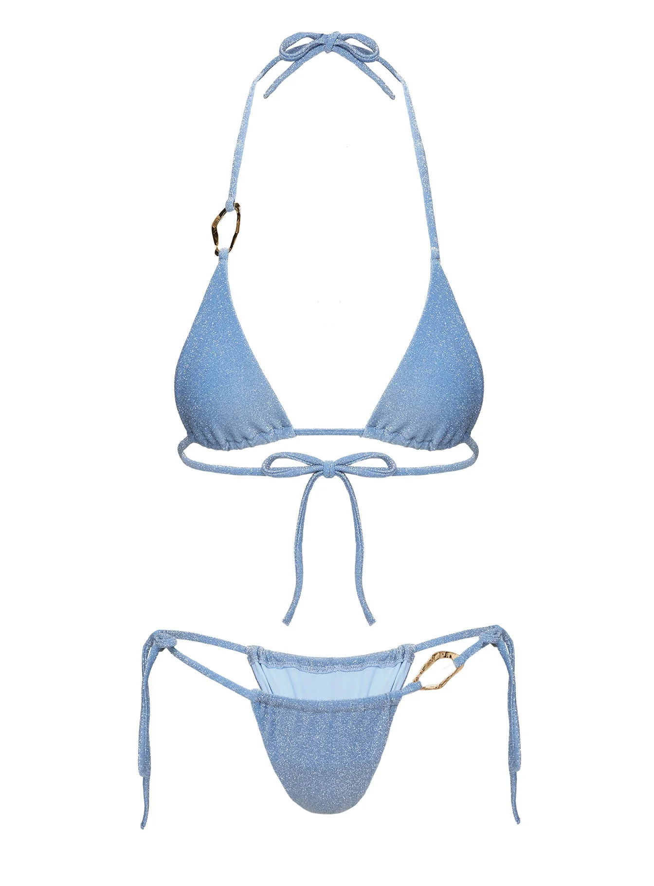 Breeze Glitter Triangle Bikini Top Blue - Image 5