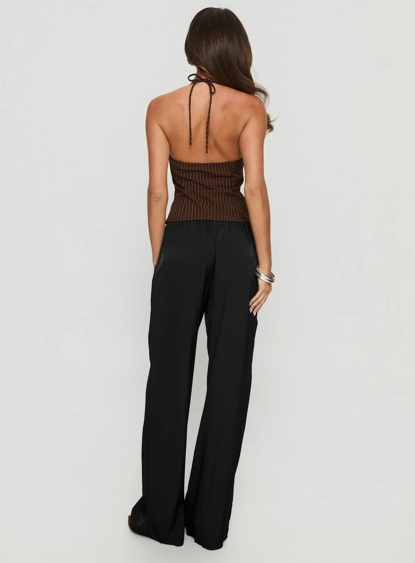 Breina Satin Straight Leg Pants Black - Image 5