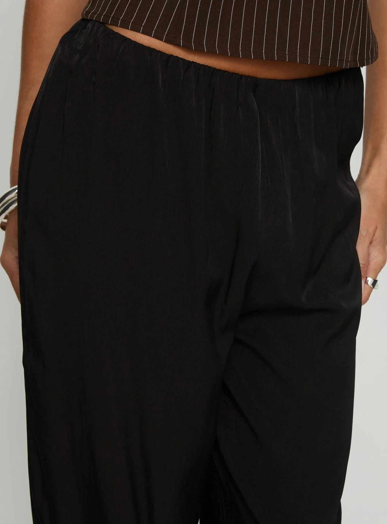 Breina Satin Straight Leg Pants Black - Image 6