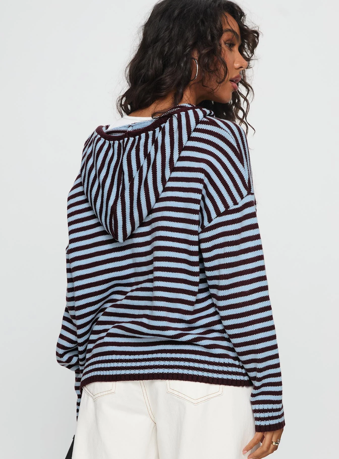 Brienna Zip Jacket Burgundy / Blue Stripe - Image 4