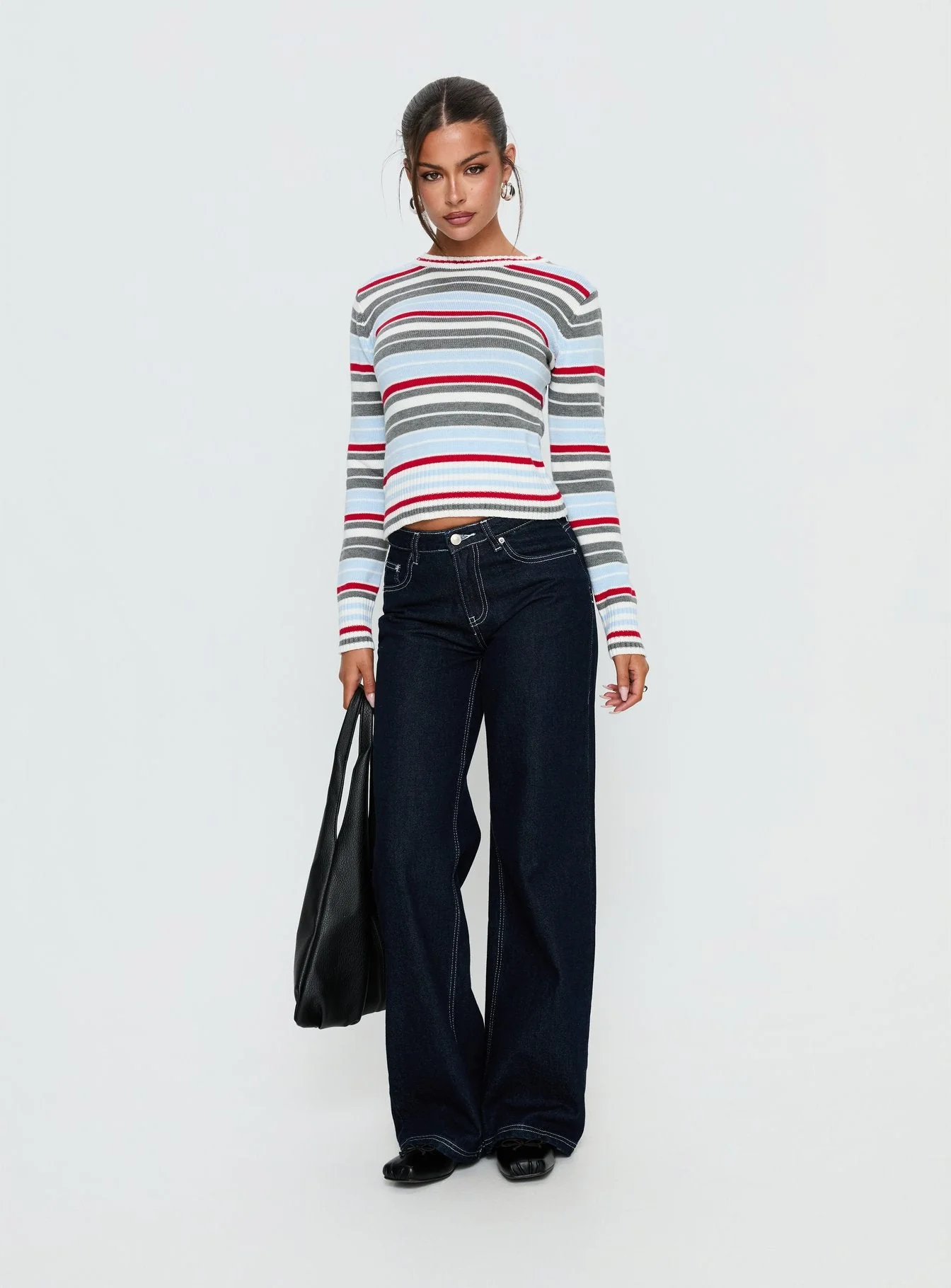 Briette Long Sleeve Top Blue / Red Stripe - Image 2