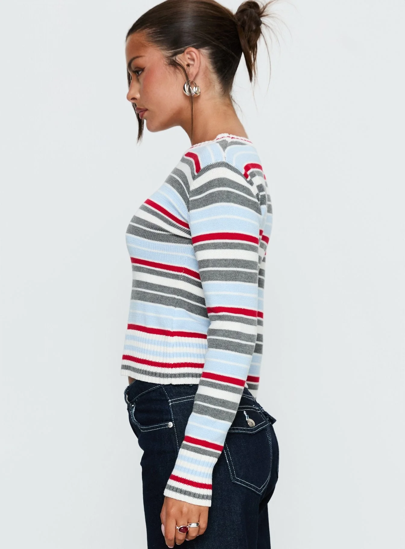 Briette Long Sleeve Top Blue / Red Stripe - Image 3