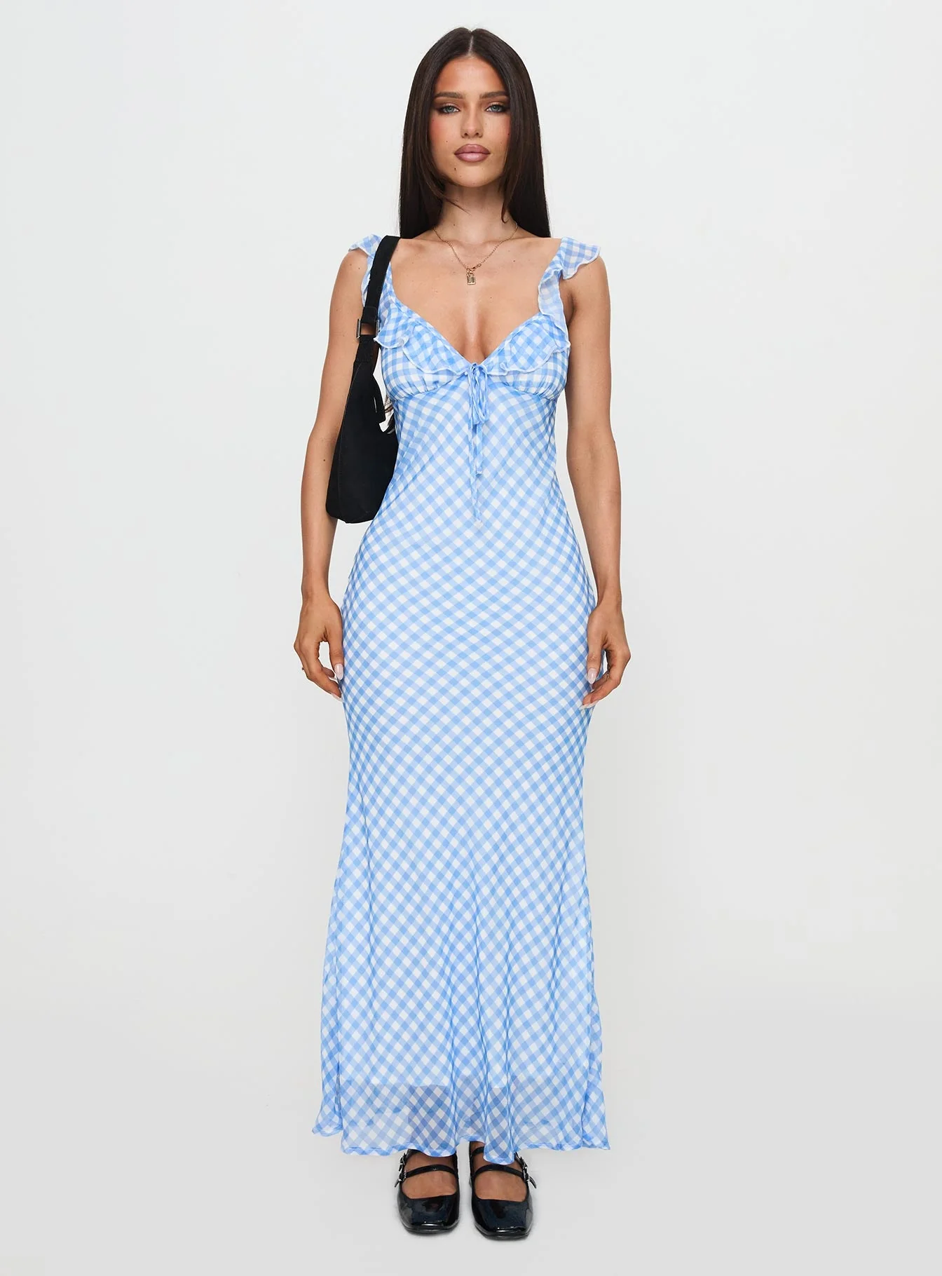Brigette Maxi Dress Blue Gingham - Image 6