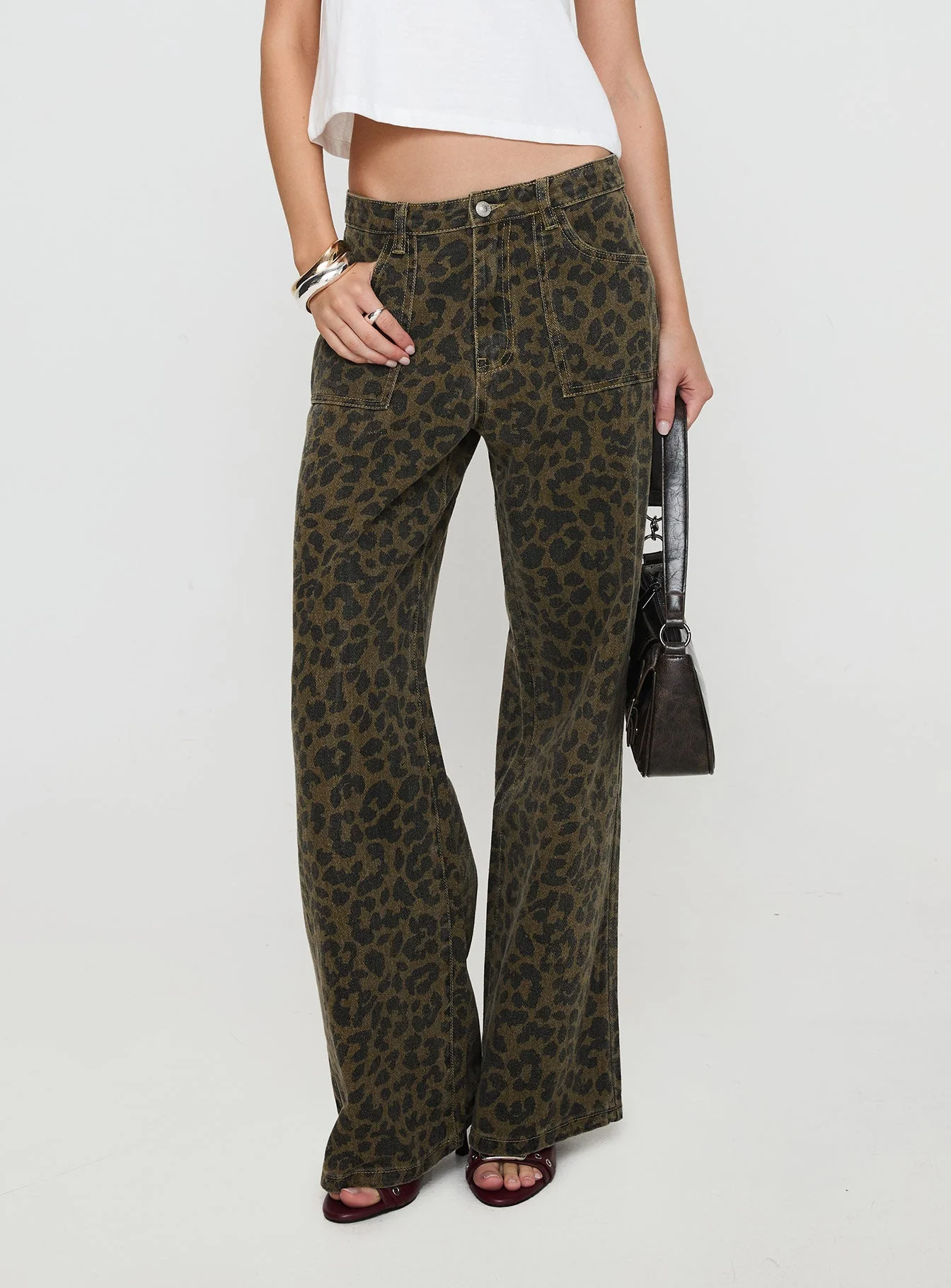 Briony Low Rise Wide Leg Jean Leopard - Image 2
