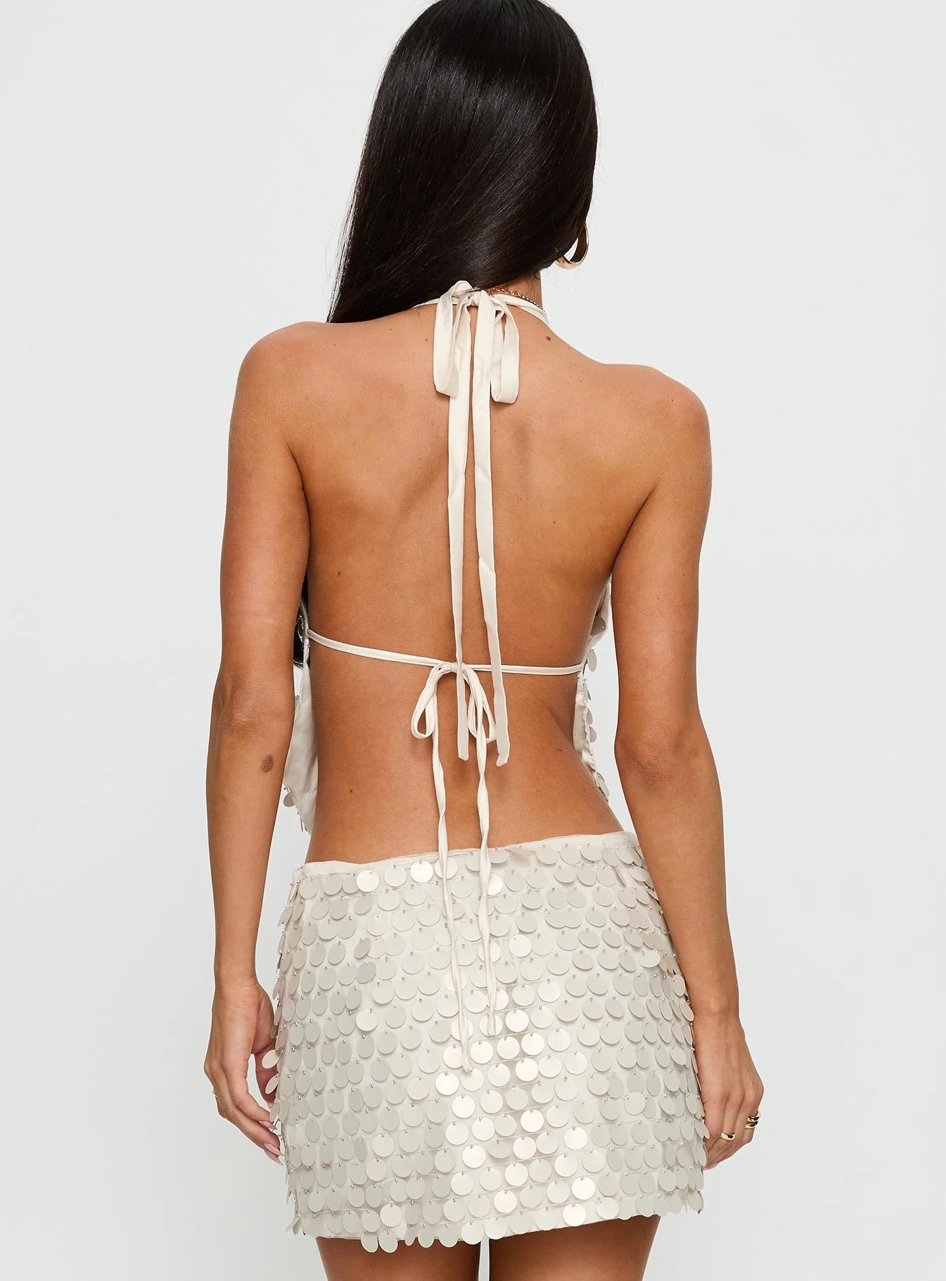 Brittanie Sequin Backless Top Cream - Image 5