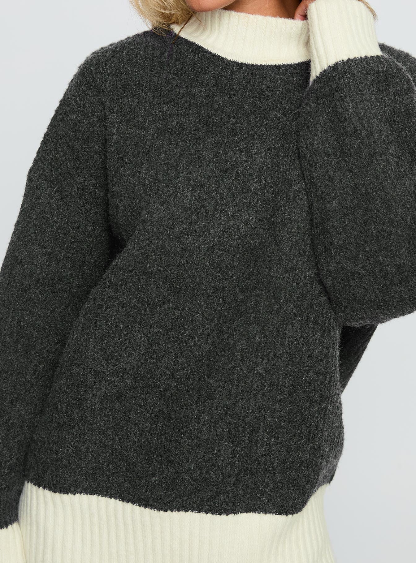 Broken Hearts Club Knit Sweater Grey - Image 6