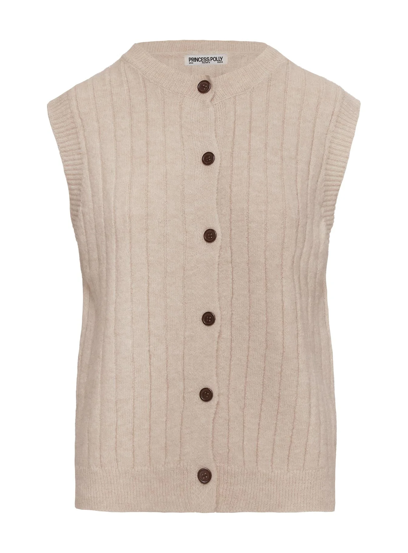 Brookvale Button Up Knit Vest Beige - Image 5