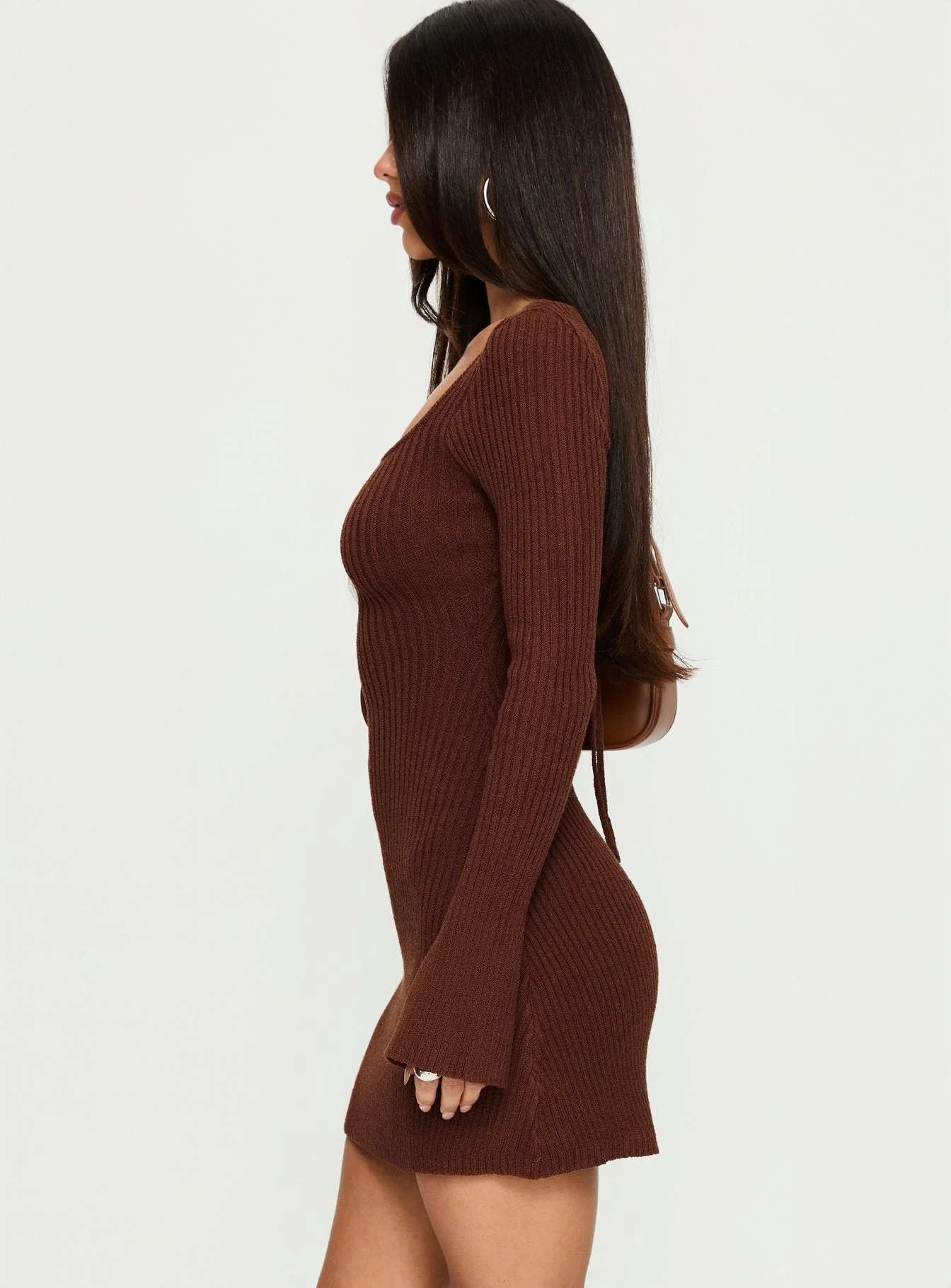 Brownhall Long Sleeve Mini Dress Mocha - Image 4