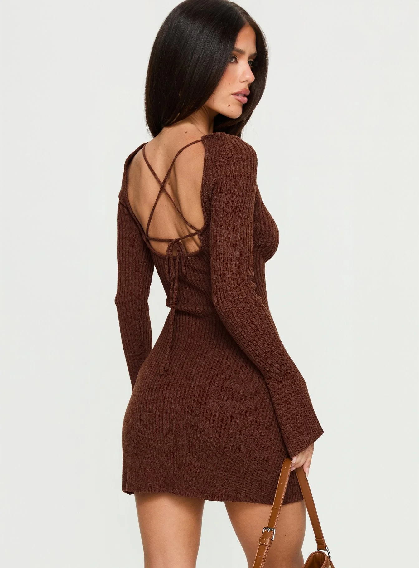Brownhall Long Sleeve Mini Dress Mocha - Image 5