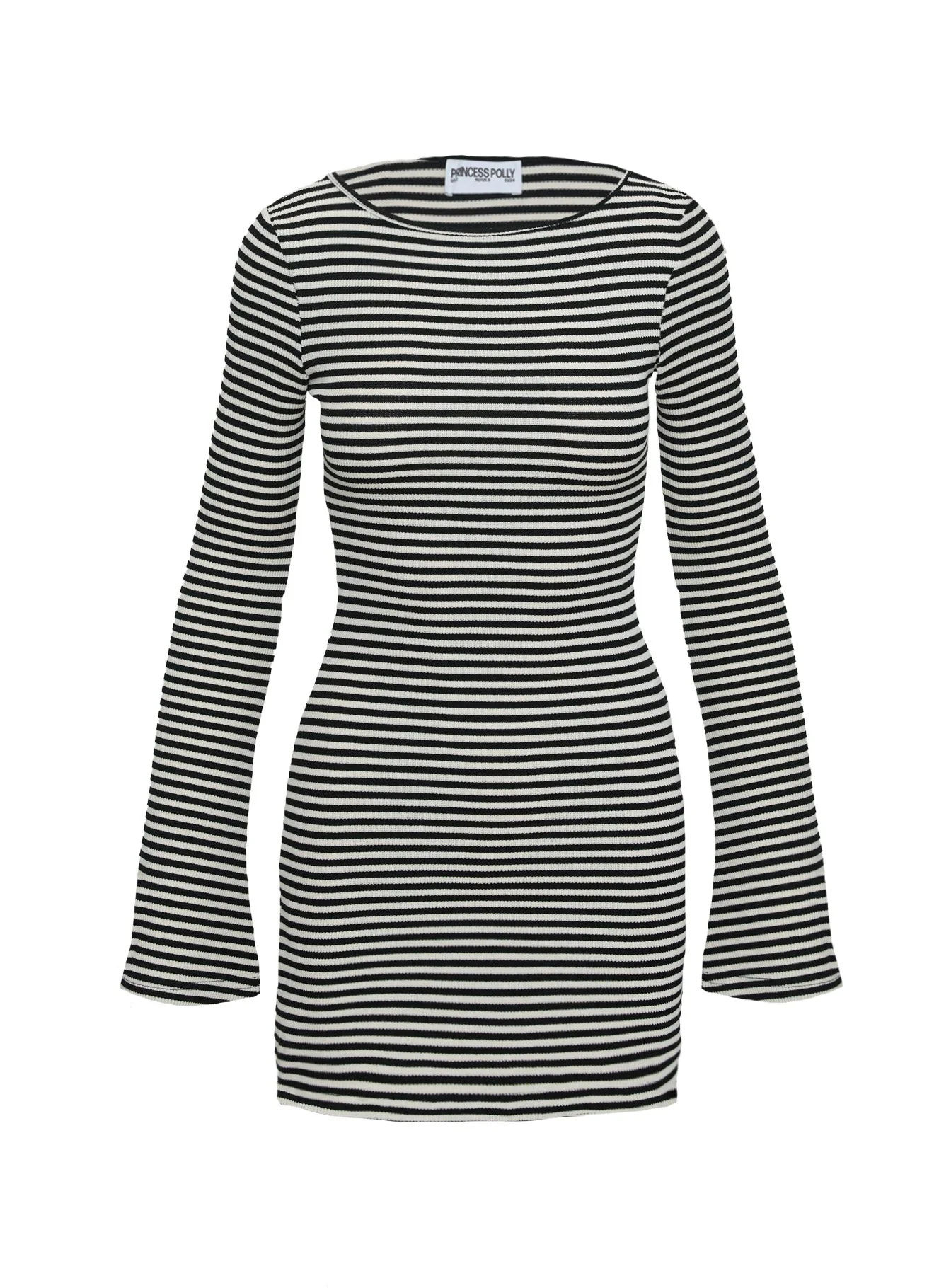 Bryanna Long Sleeve Mini Dress Black / White Petite - Image 5