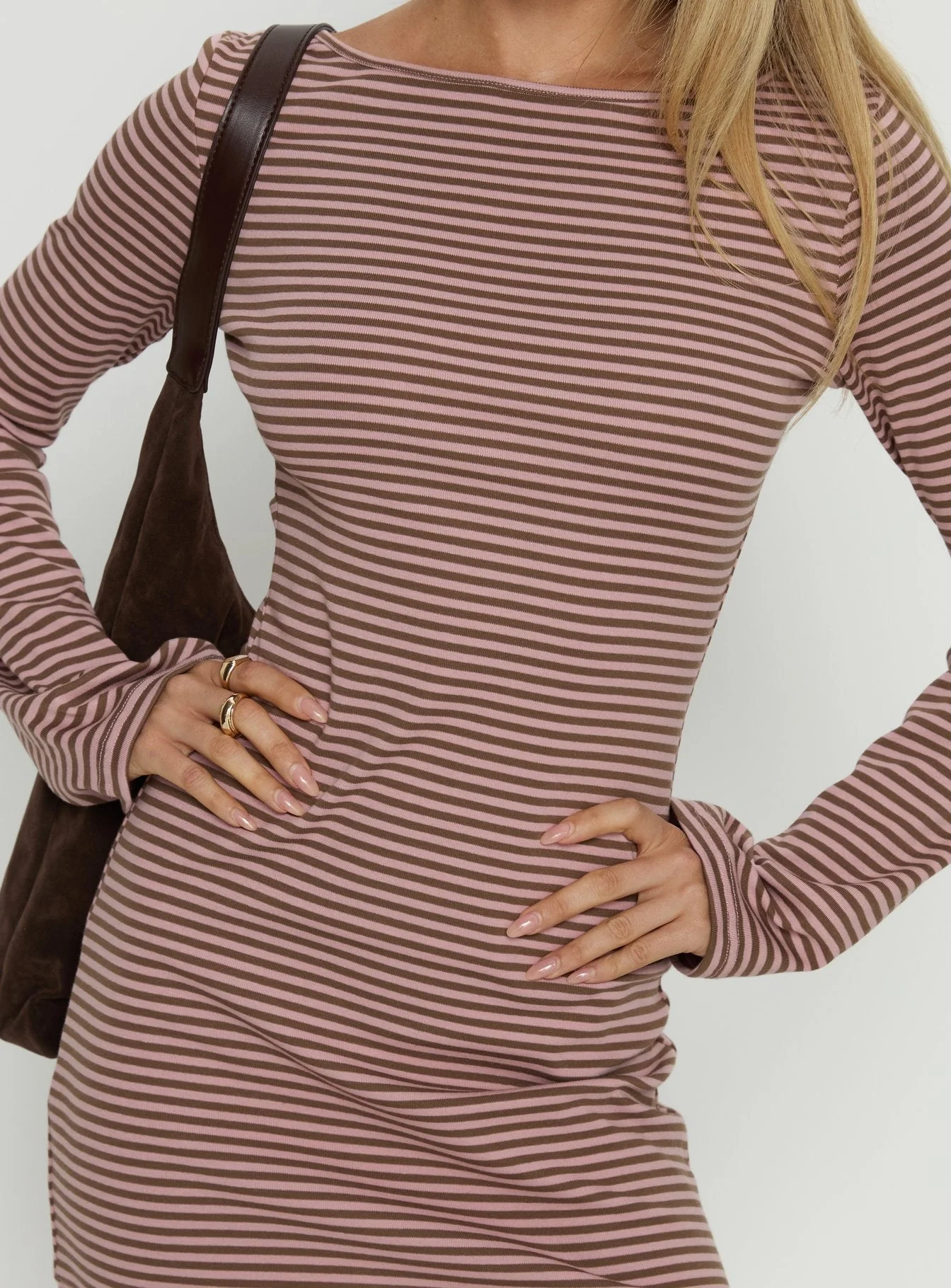 Bryanna Long Sleeve Mini Dress Pink / Brown - Image 6