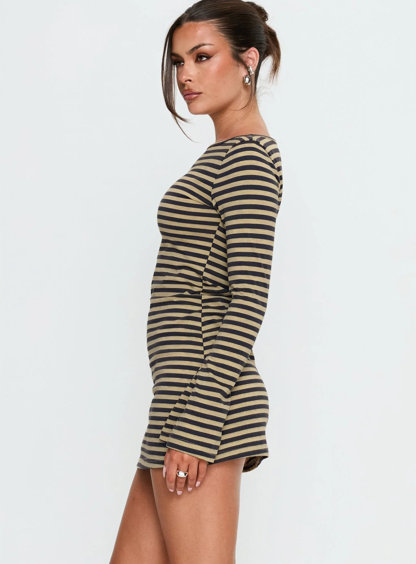 Bryanna Long Sleeve Mini Dress Yellow / Navy - Image 4