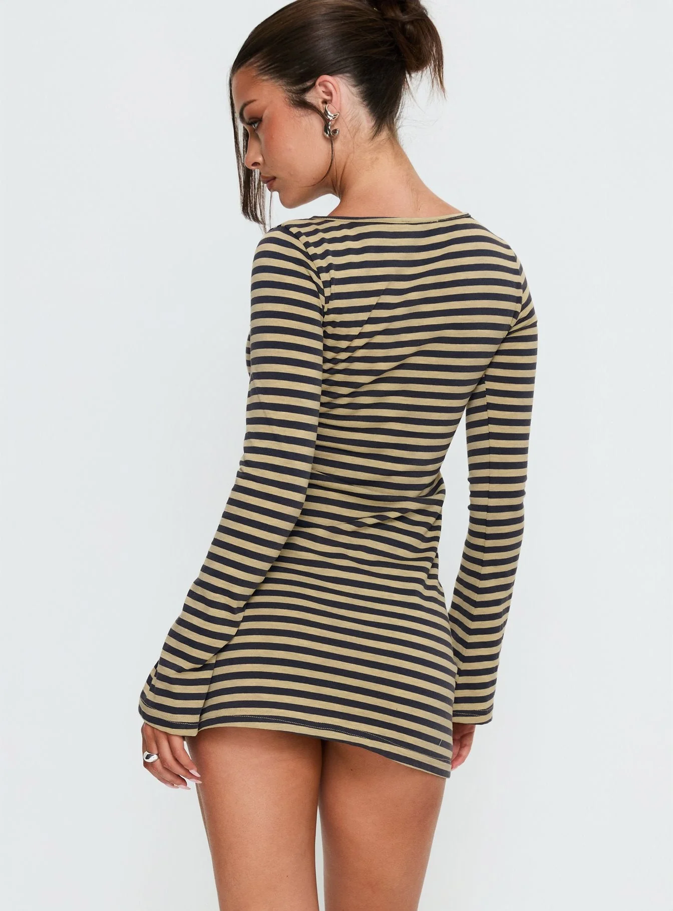 Bryanna Long Sleeve Mini Dress Yellow / Navy - Image 5