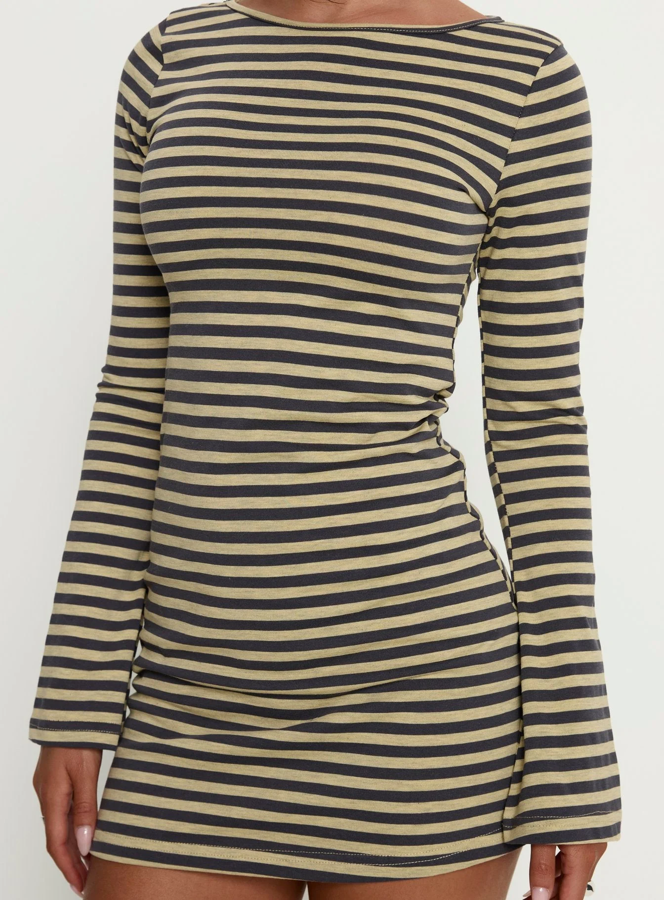 Bryanna Long Sleeve Mini Dress Yellow / Navy - Image 6