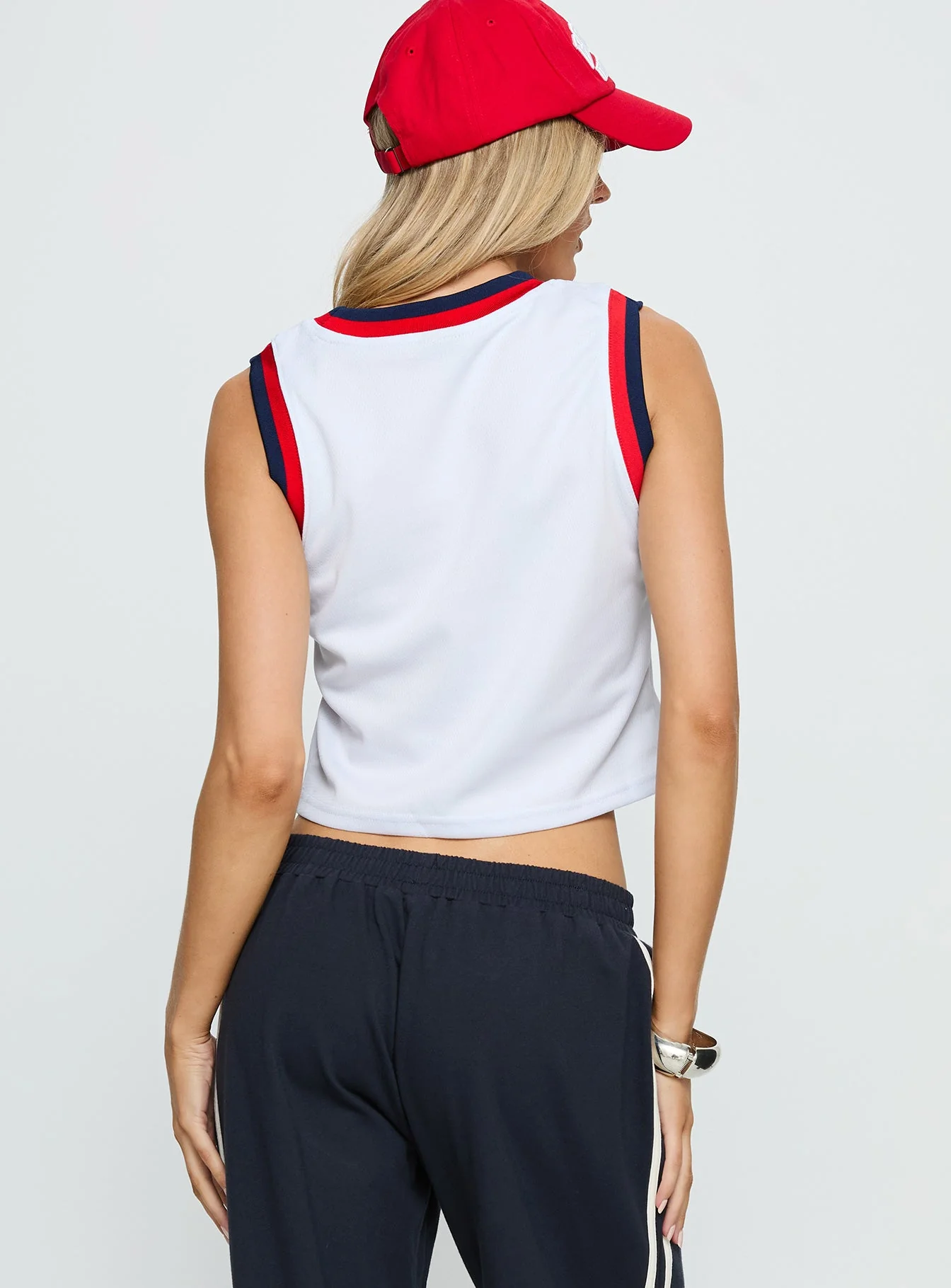 BU Cropped Basketball Jersey Tank White - Image 5