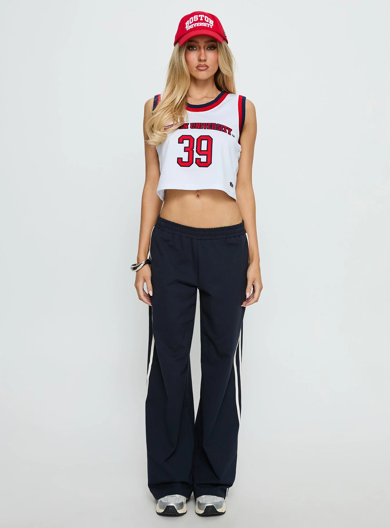 BU Cropped Basketball Jersey Tank White - Image 7