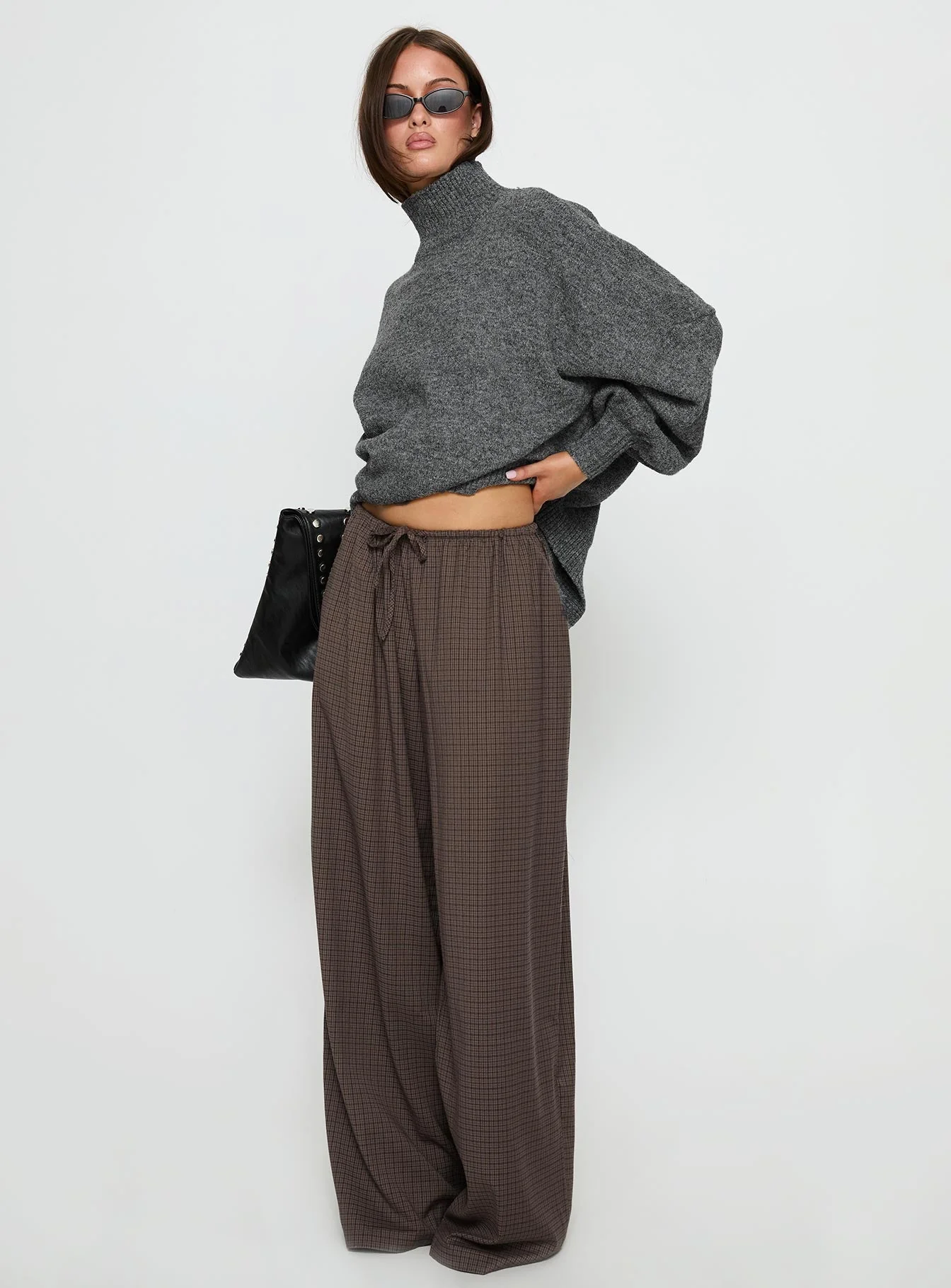 Bungala Oversized Relaxed Pant Brown Check - Image 3