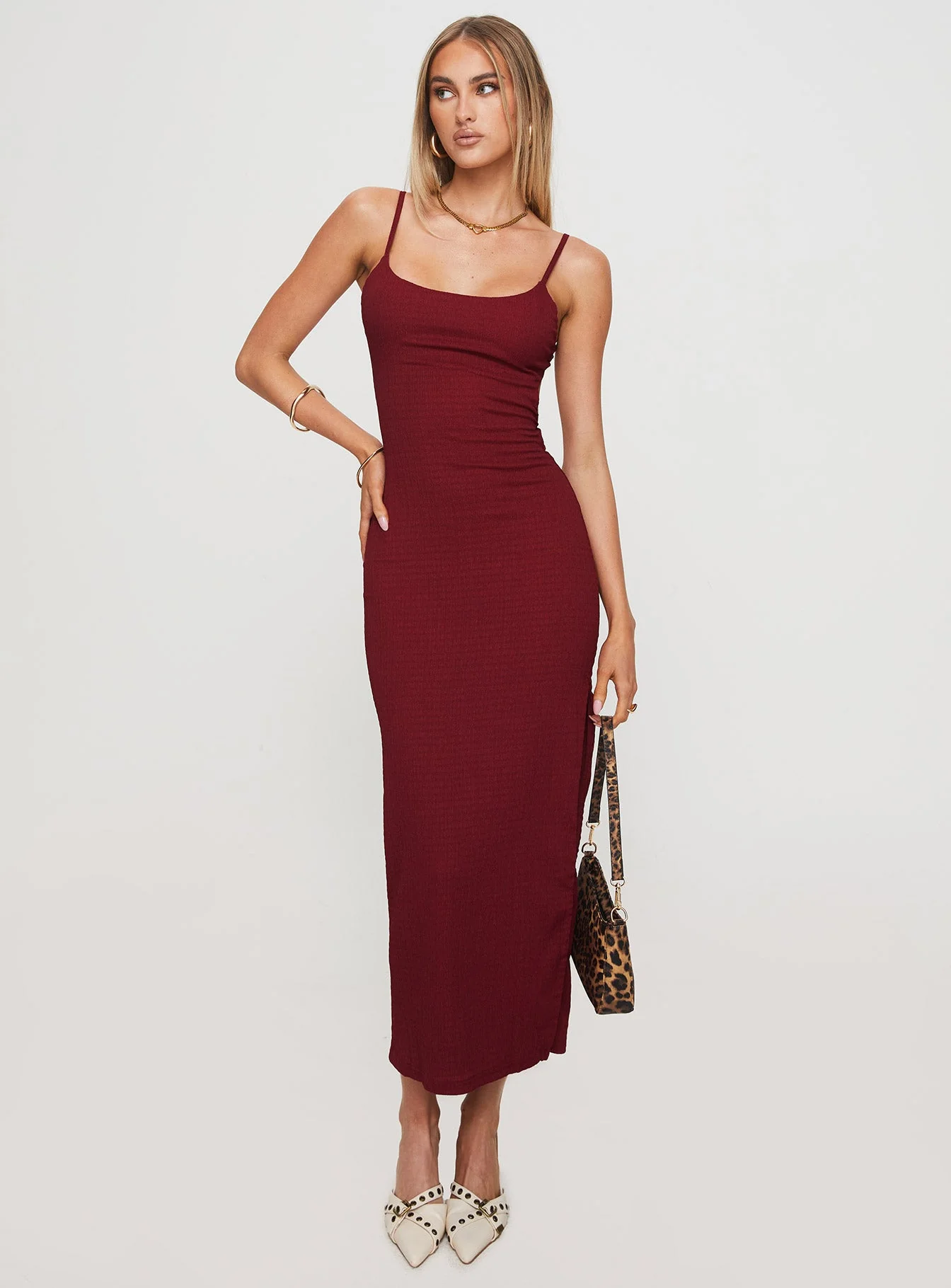 Elestria Maxi Dress Burgundy - Image 3