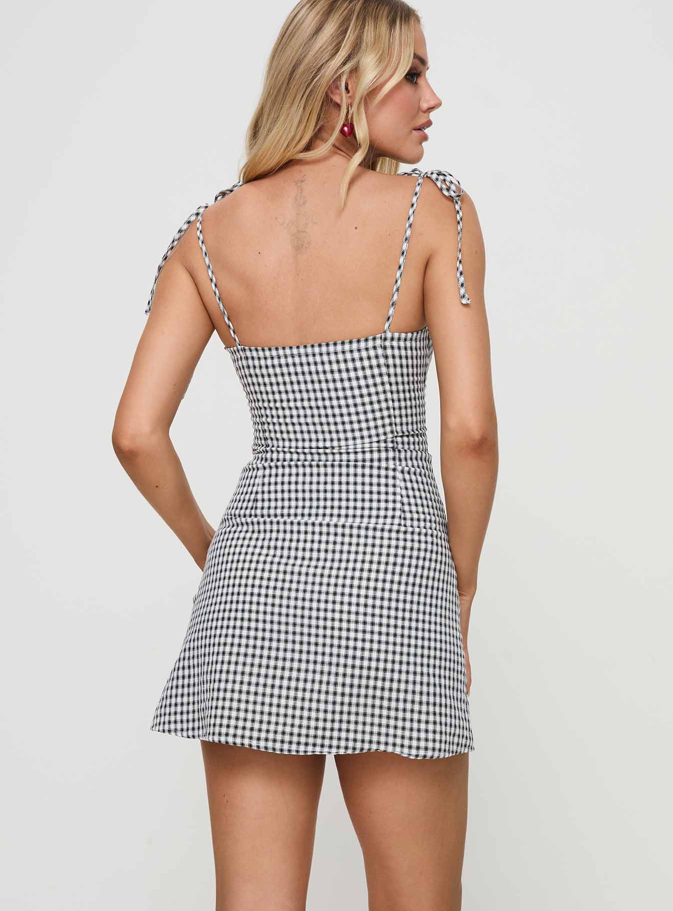 Burkes Mini Dress Black Check - Image 5
