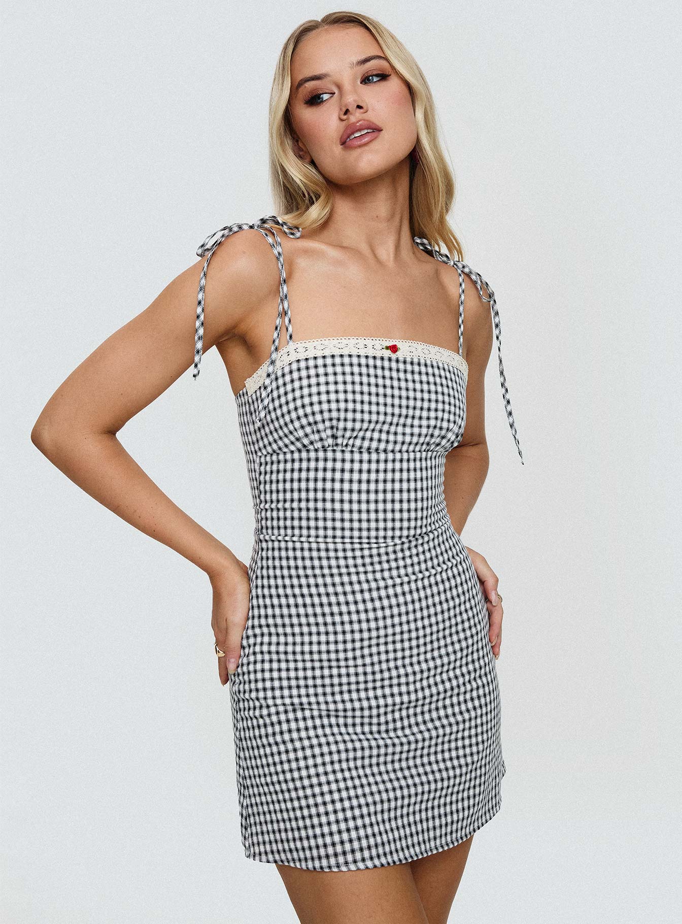 Burkes Mini Dress Black Check - Image 9