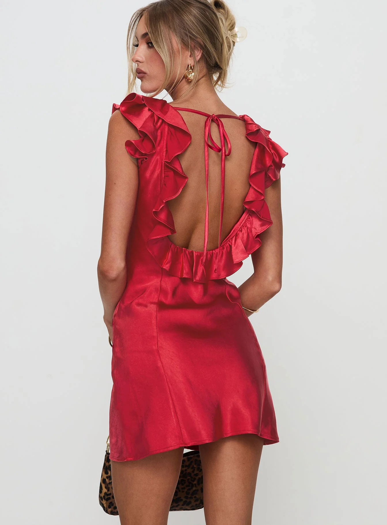 Butacup Frill Mini Dress Red - Image 5