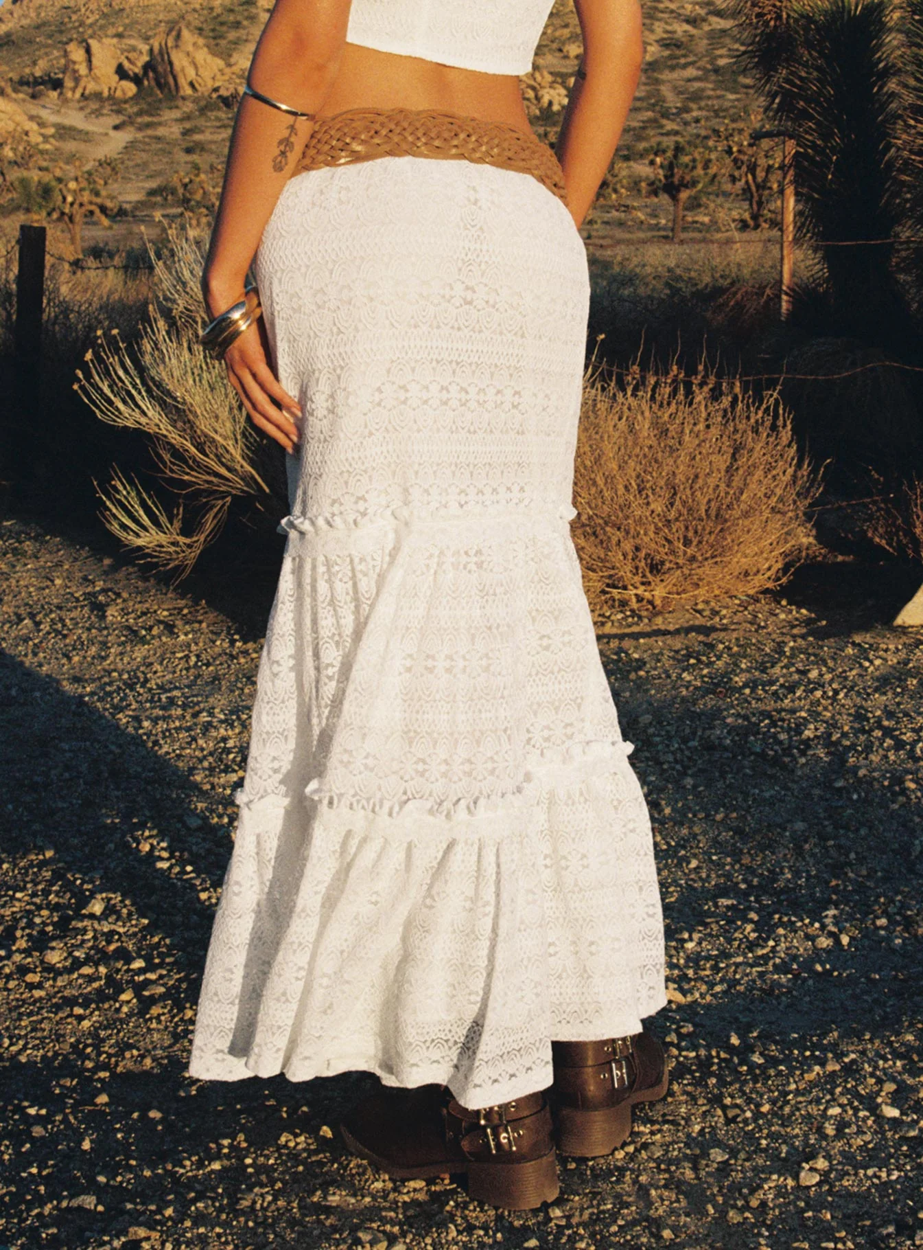 Buttacupe Lace Maxi Skirt White - Image 4