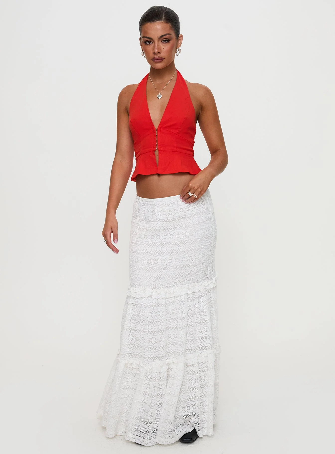 Buttacupe Lace Maxi Skirt White - Image 5