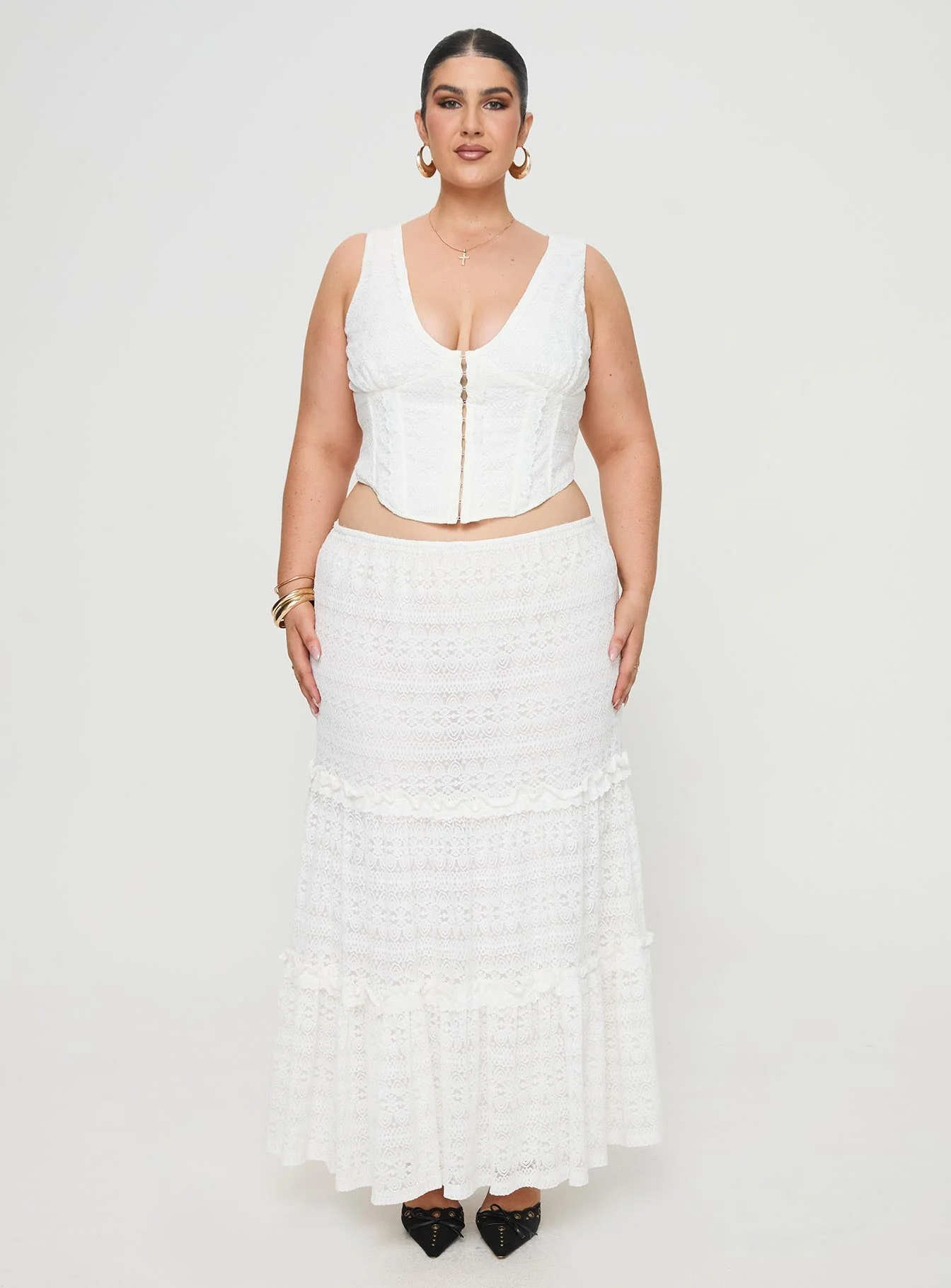 Buttacupe Lace Maxi Skirt White Curve - Image 7